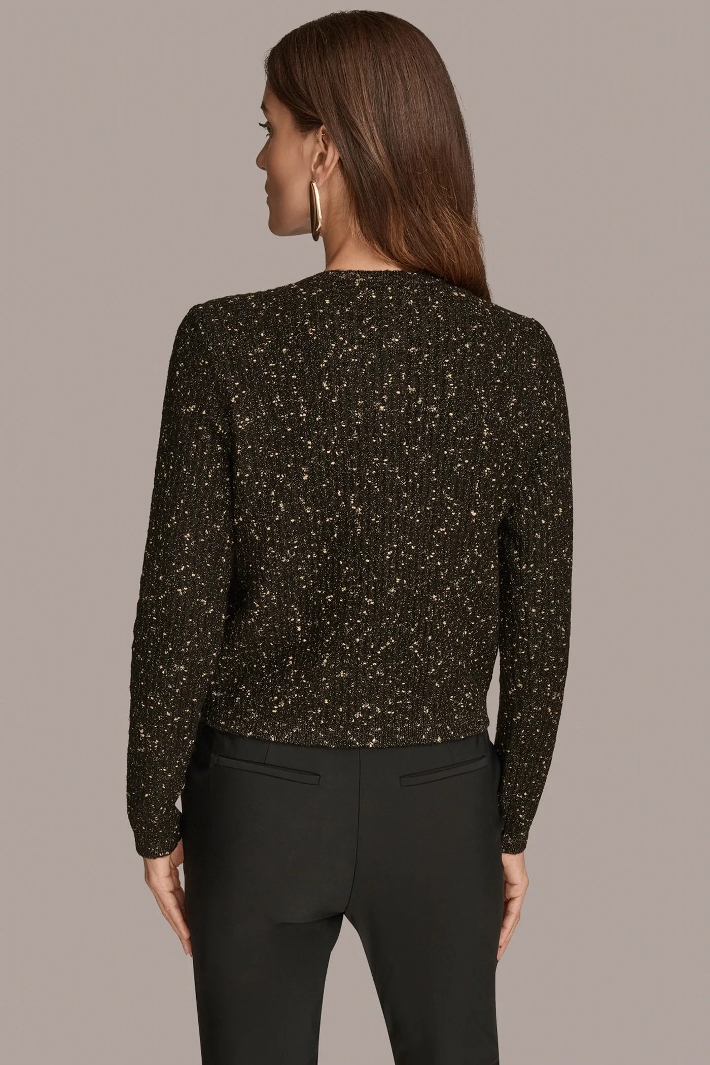 LONG SLEEVE METALLIC SPECKLED CARDIGAN - VXVOV
