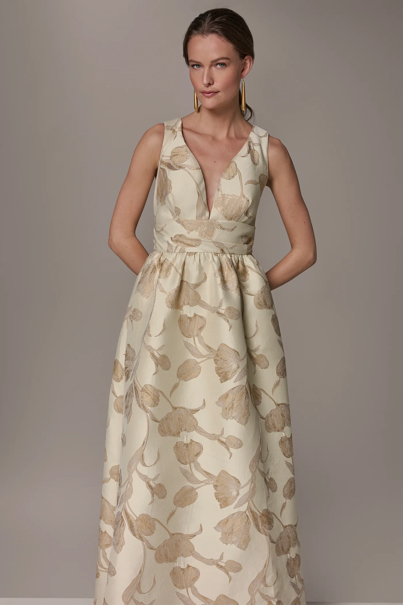 FLORAL-JACQUARD A-LINE BALL GOWN - VXVOV