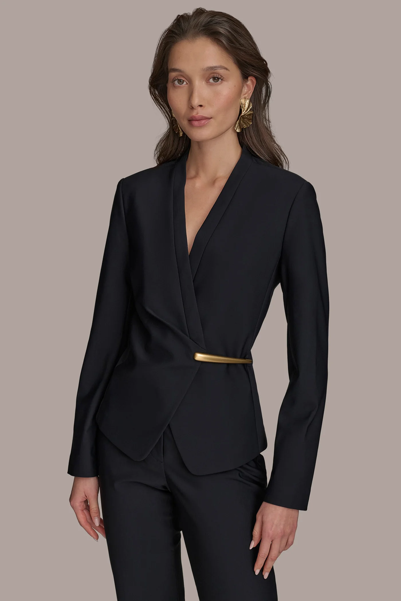 WRAP JACKET WITH BAR HARDWARE CLOSURE - VXVOV