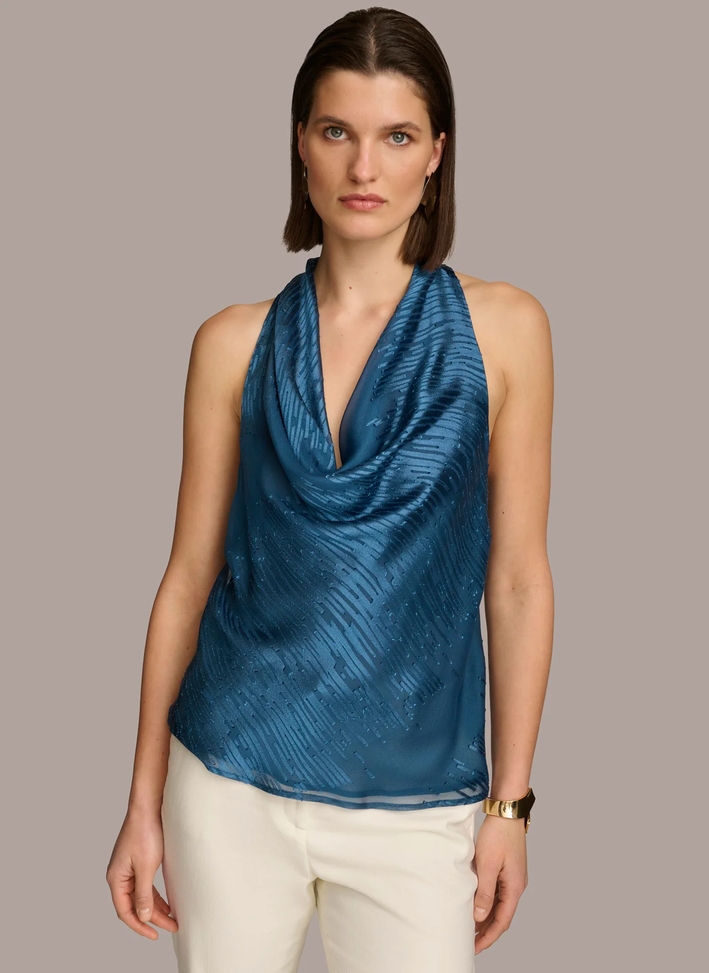 BURNOUT COWL NECK TOP - VXVOV