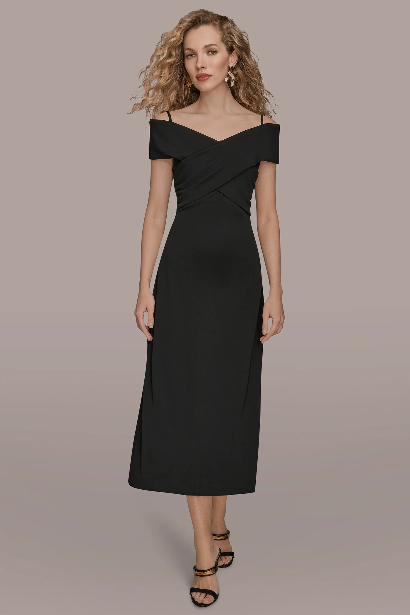 OFF-THE-SHOULDER MIDI A-LINE DRESS - VXVOV