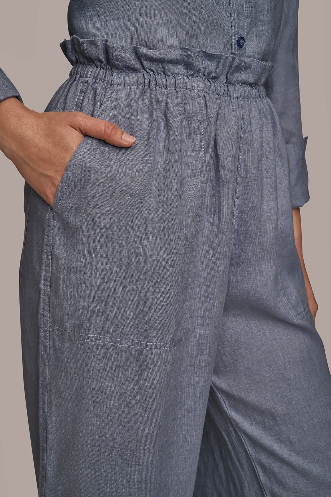 LINEN EXTRA HIGH-RISE PAPERBAG PANT - VXVOV