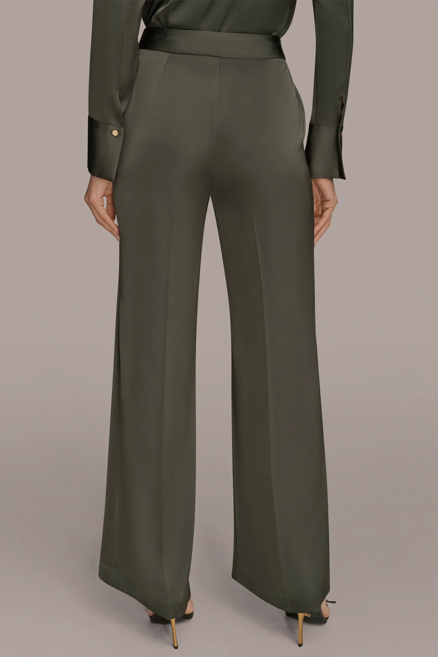 HIGH RISE CHARMEUSE WIDE LEG SUIT PANT - VXVOV