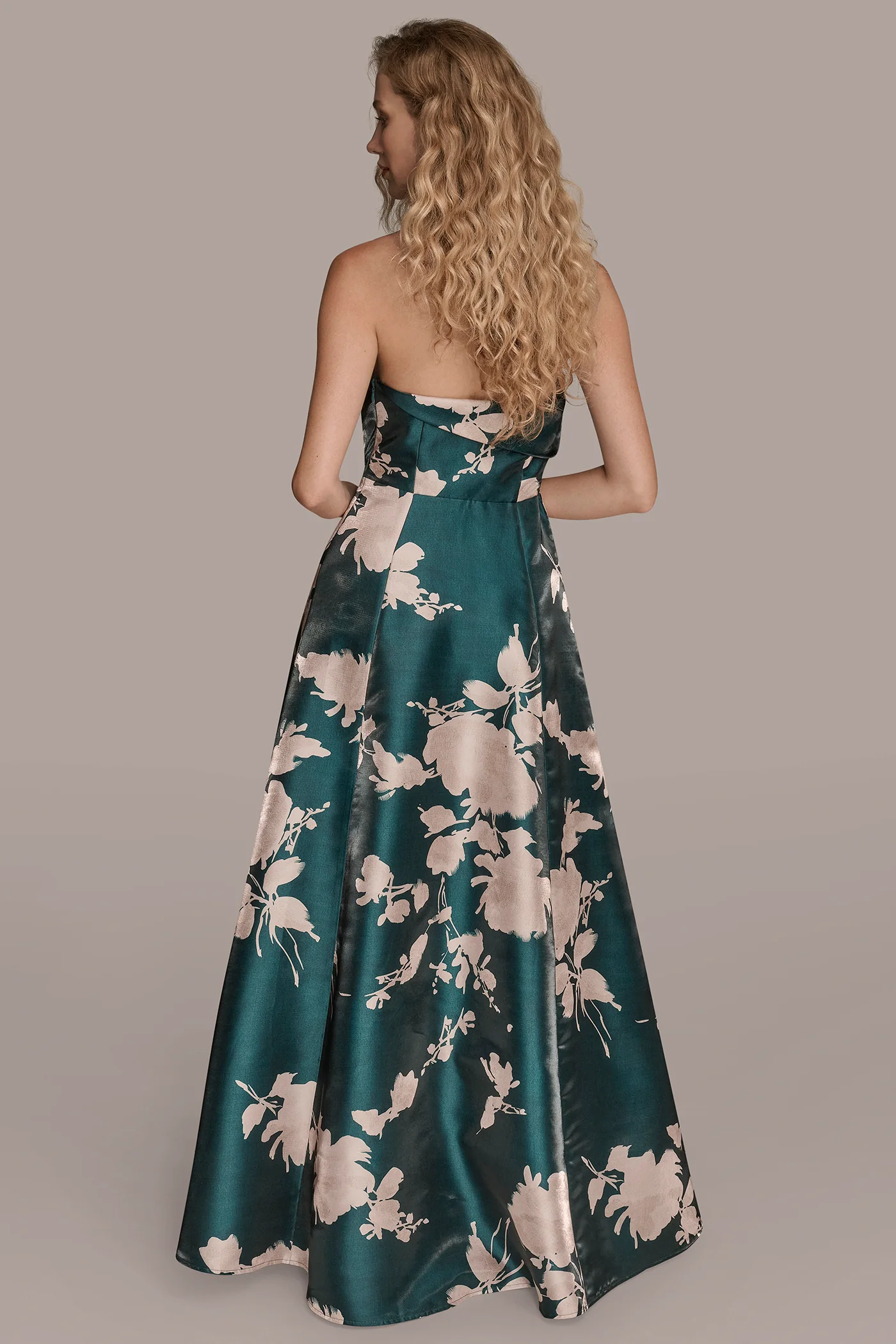 MIKADO FLORAL STRAPLESS BALL GOWN - VXVOV