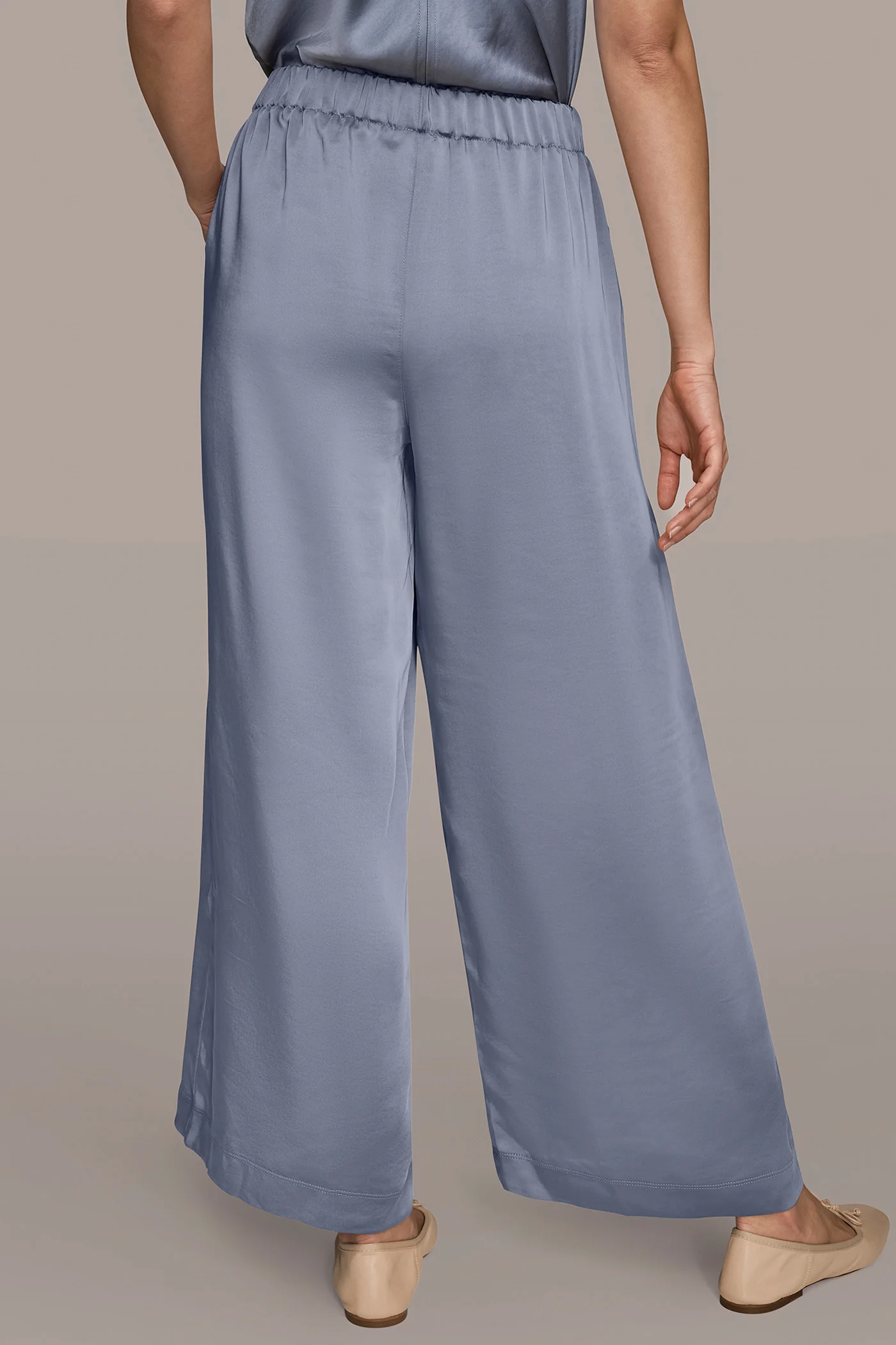 SATIN MID-RISE WIDE-LEG ANKLE PANT - VXVOV