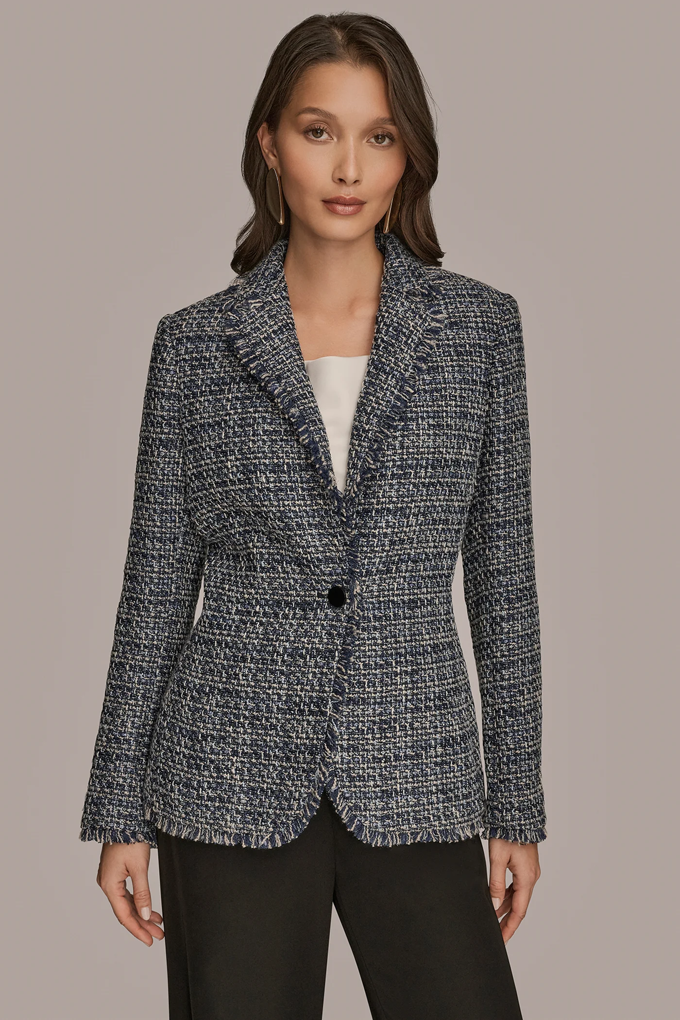 ONE-BUTTON TWEED BLAZER - VXVOV