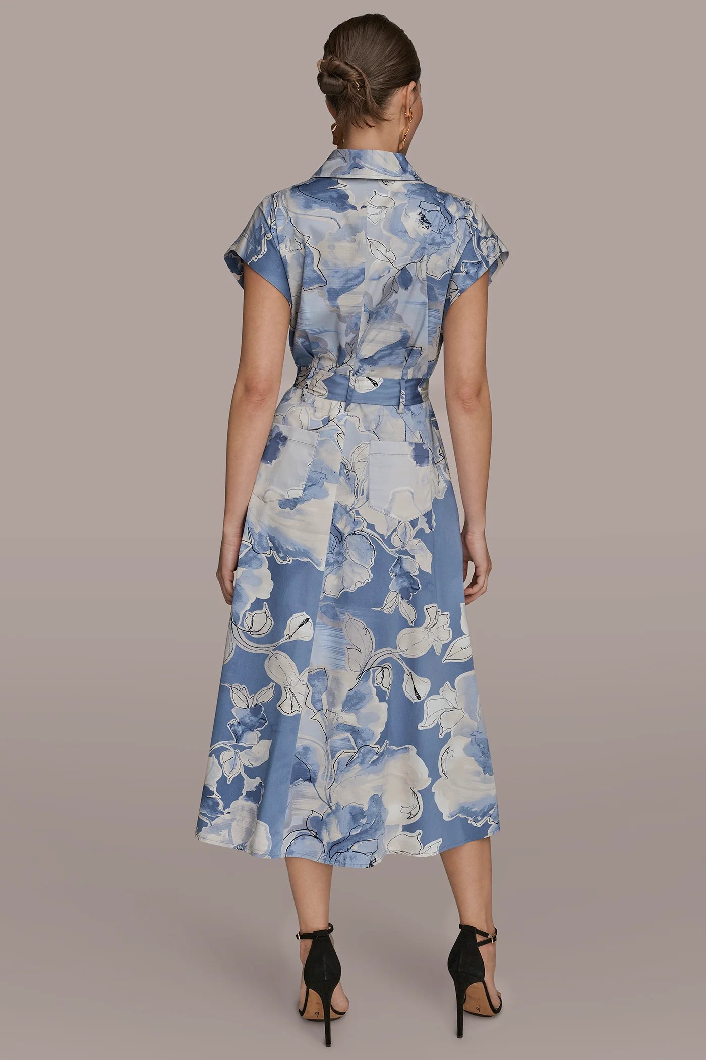 COTTON FLORAL MIDI SHIRT DRESS - VXVOV