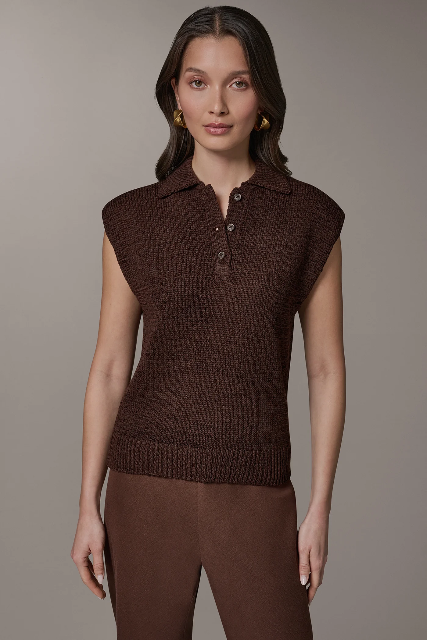SLEEVELESS POLO SWEATER - VXVOV