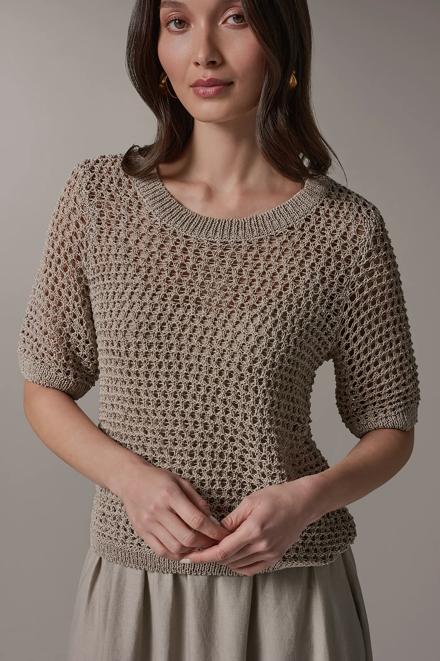 CREW NECK SHORT SLEEVE SWEATER - VXVOV