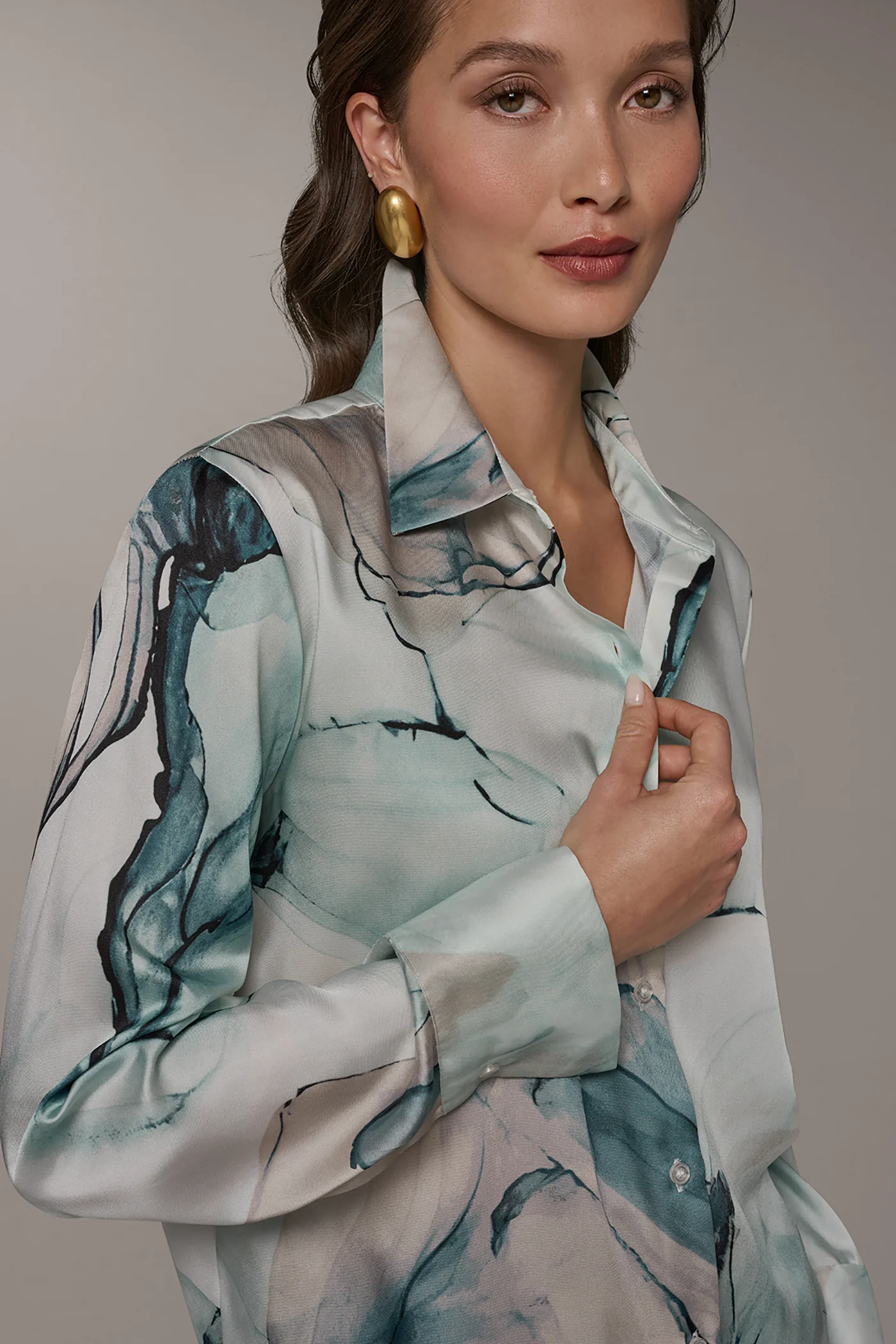 PRINTED DRAWSTRING HEM BLOUSE - VXVOV