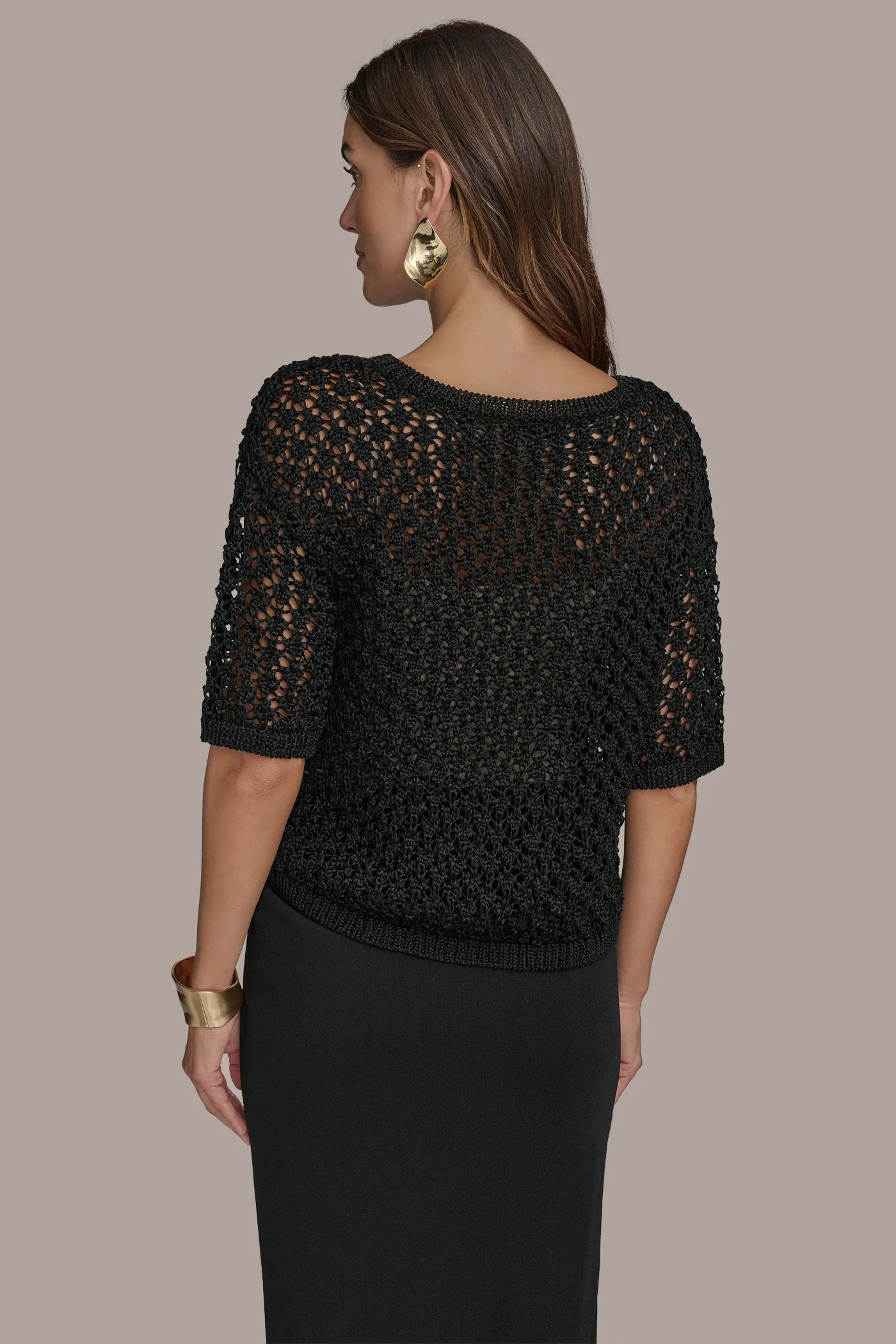 OPEN STITCH CREW NECK TOP - VXVOV