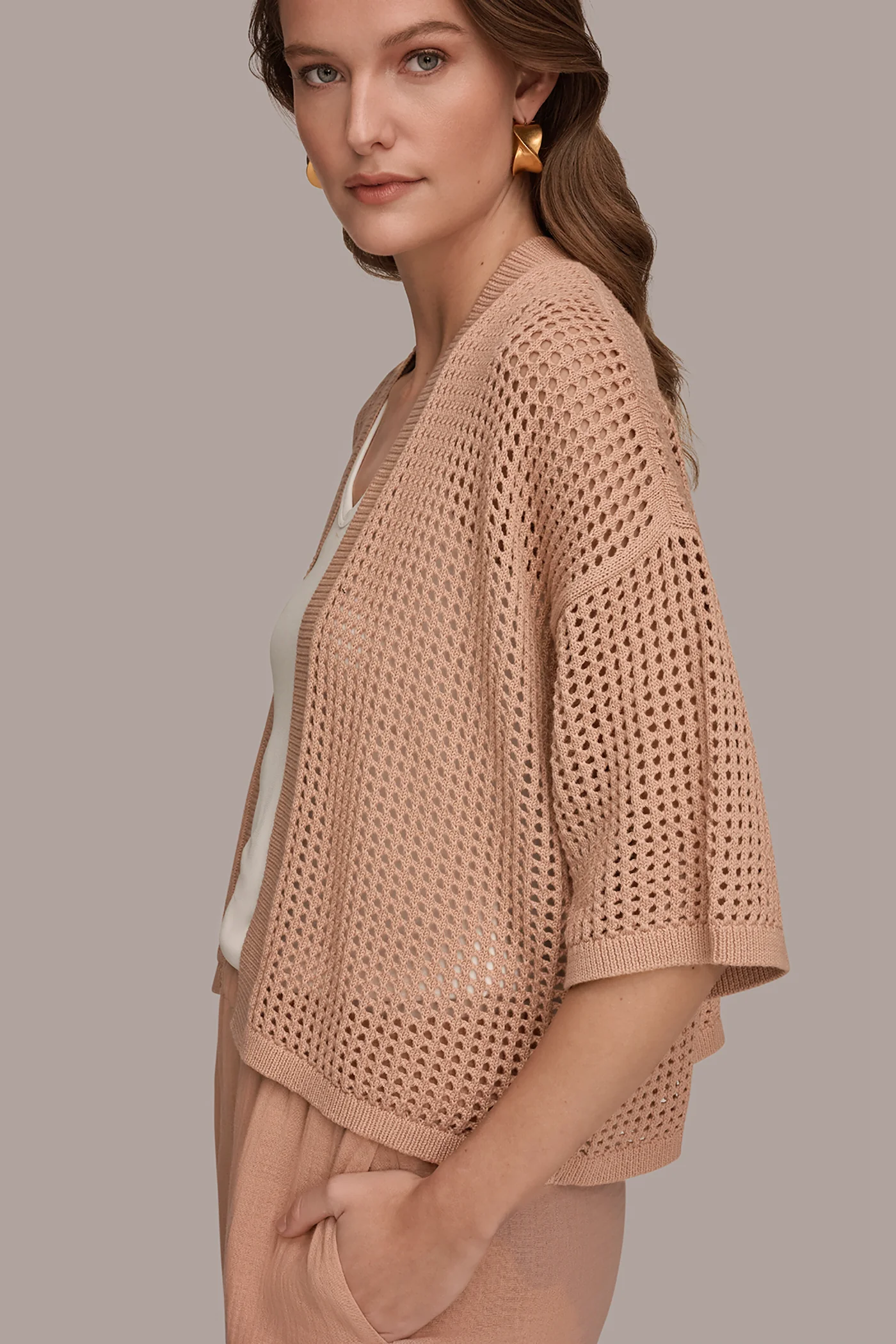 COTTON OPEN STITCH CARDIGAN - VXVOV