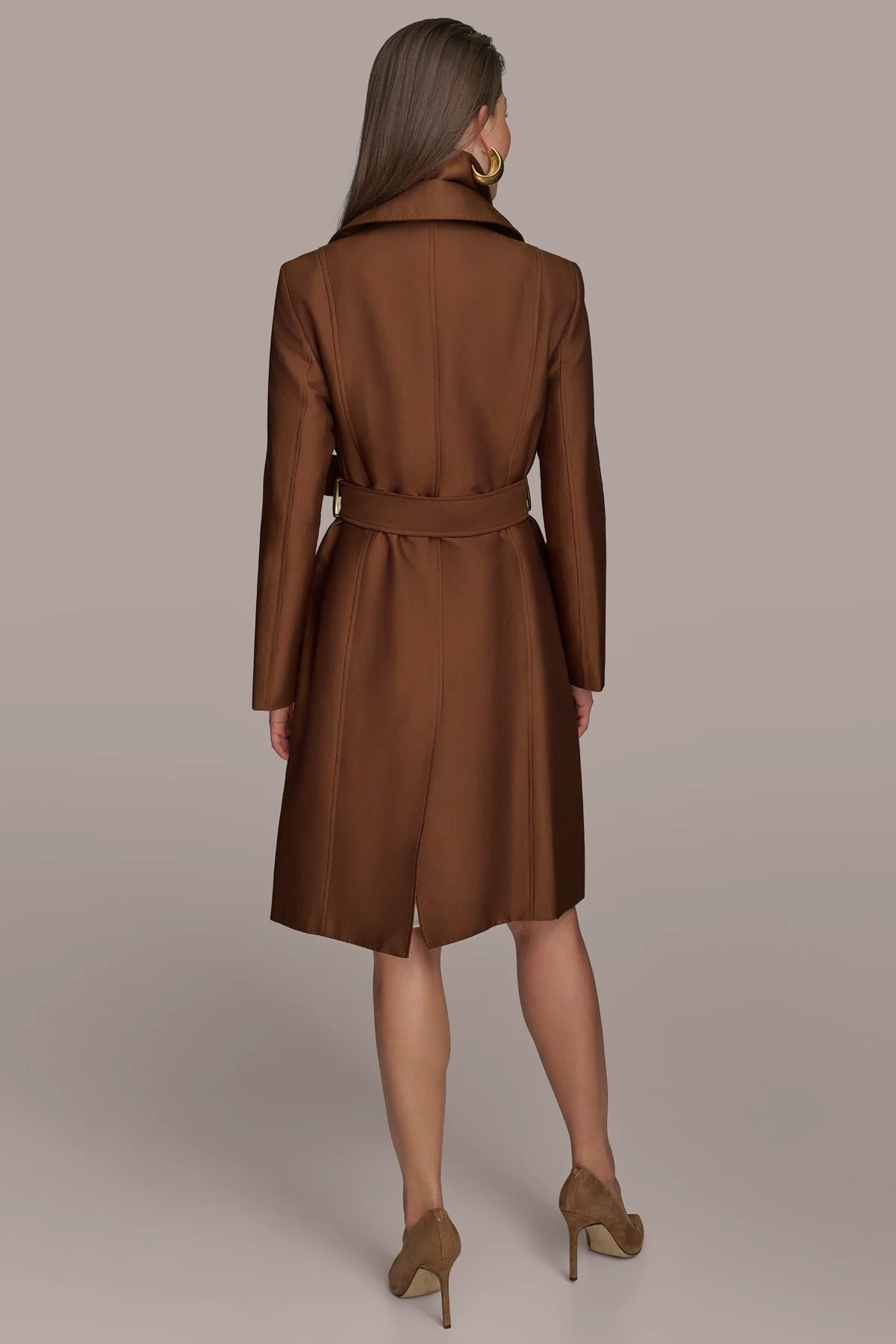 DOUBLE COLLAR SATIN TRENCH COAT - VXVOV