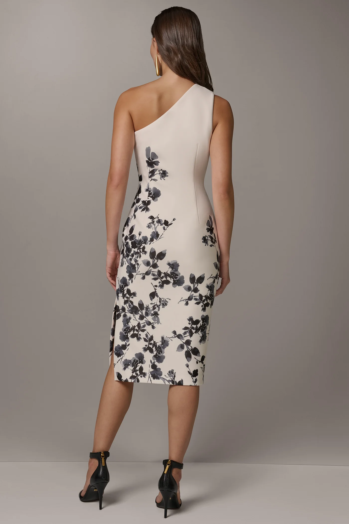 FLORAL ONE-SHOULDER SHEATH DRESS - VXVOV