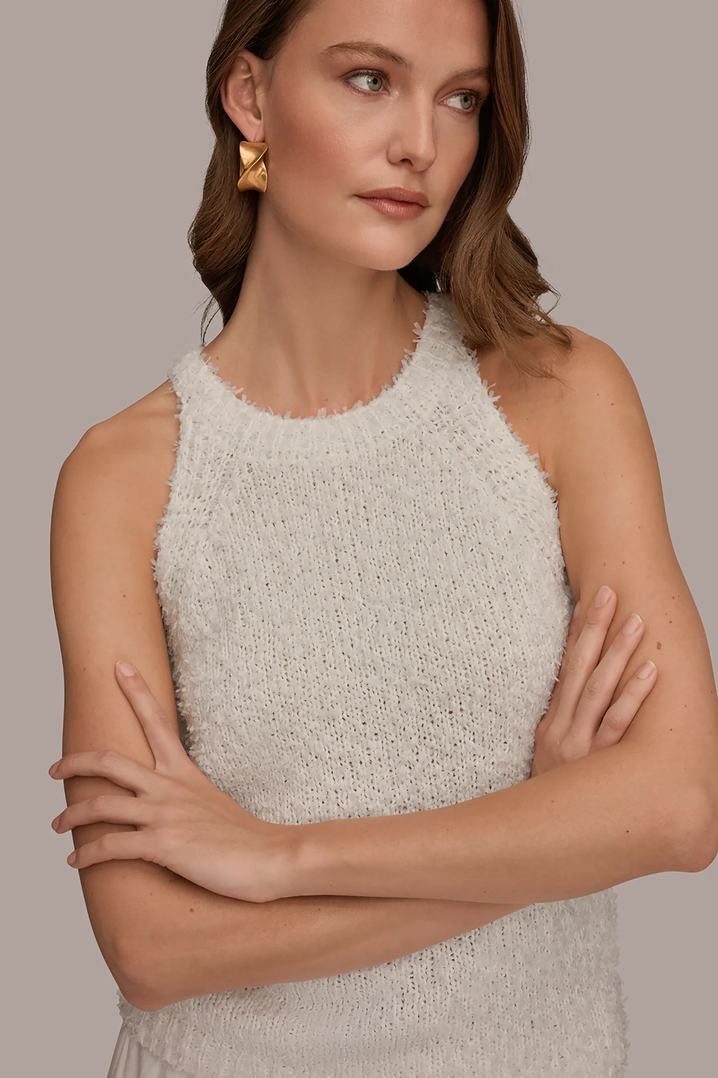 SLEEVELESS HALTER SWEATER TANK - VXVOV