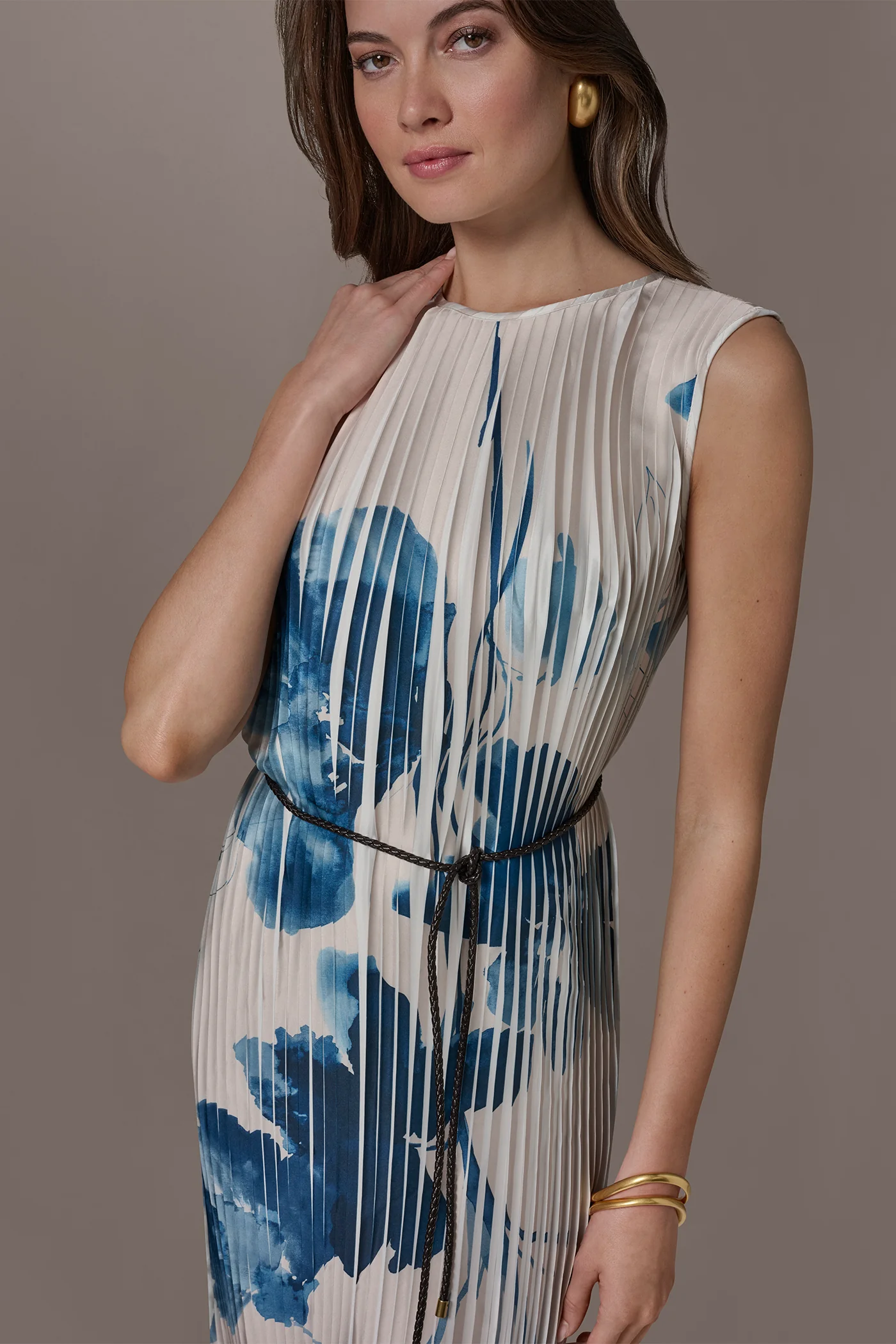 PRINTED PLEATED MIDI DRESS - VXVOV