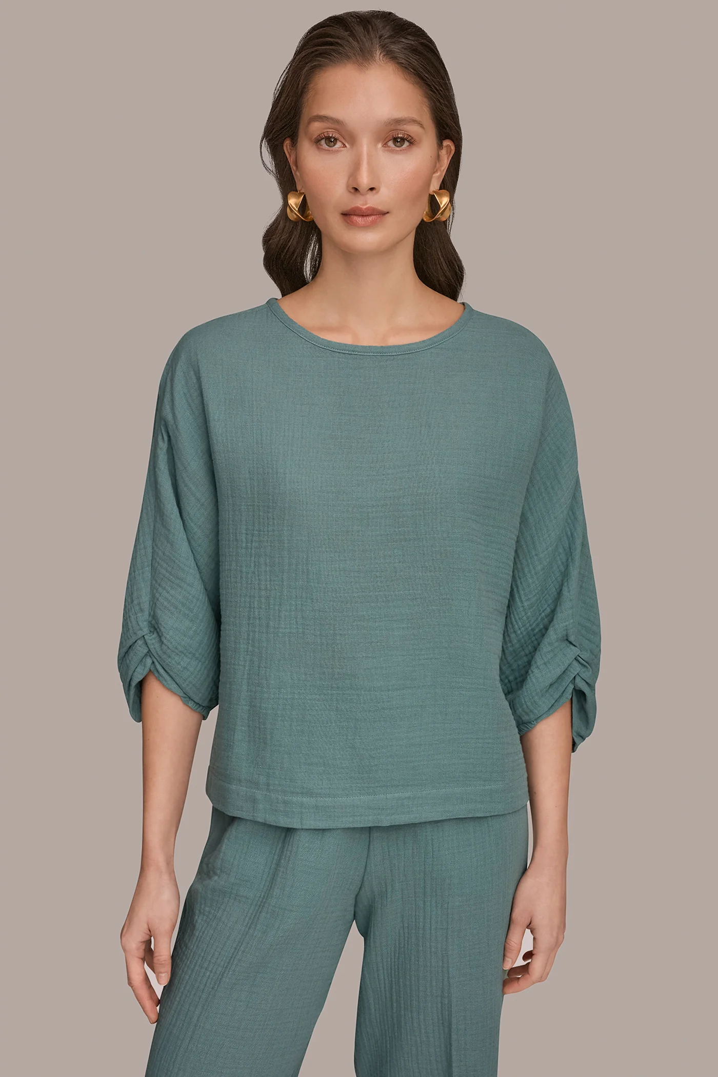 3/4 SLEEVE TWIST CUFF BLOUSE - VXVOV