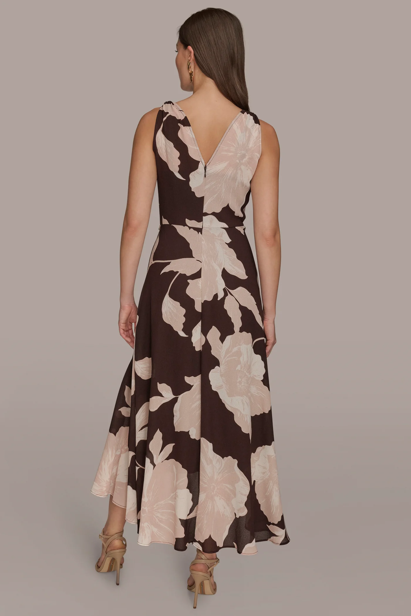 CHIFFON FLORAL WRAP MIDI DRESS - VXVOV