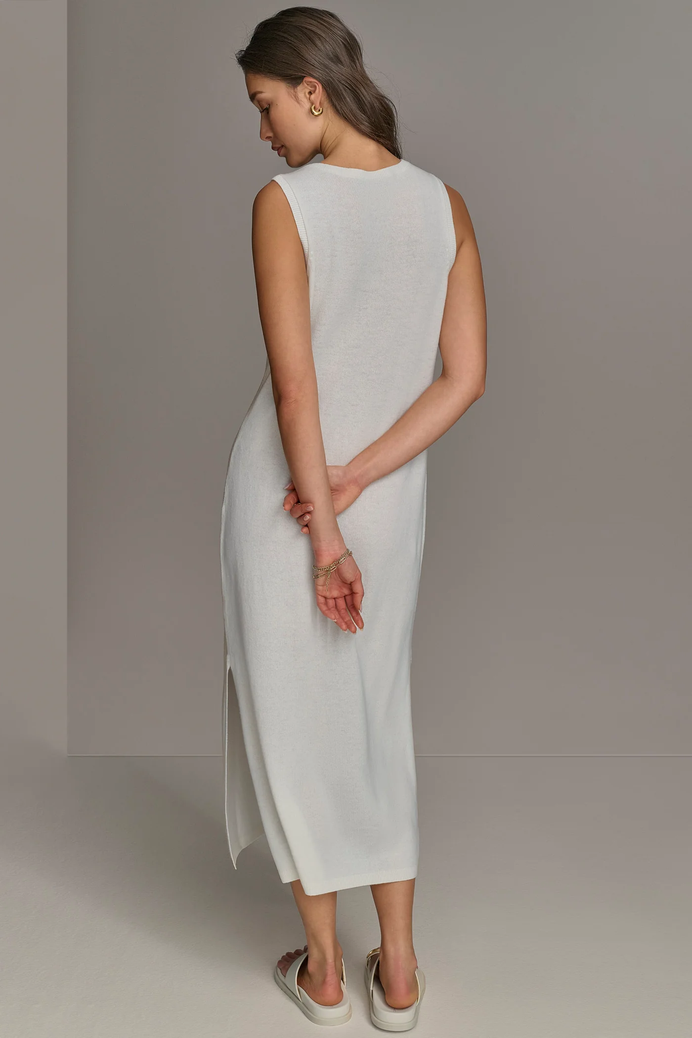 CASHMERE SLEEVELESS MIDI TANK DRESS - VXVOV