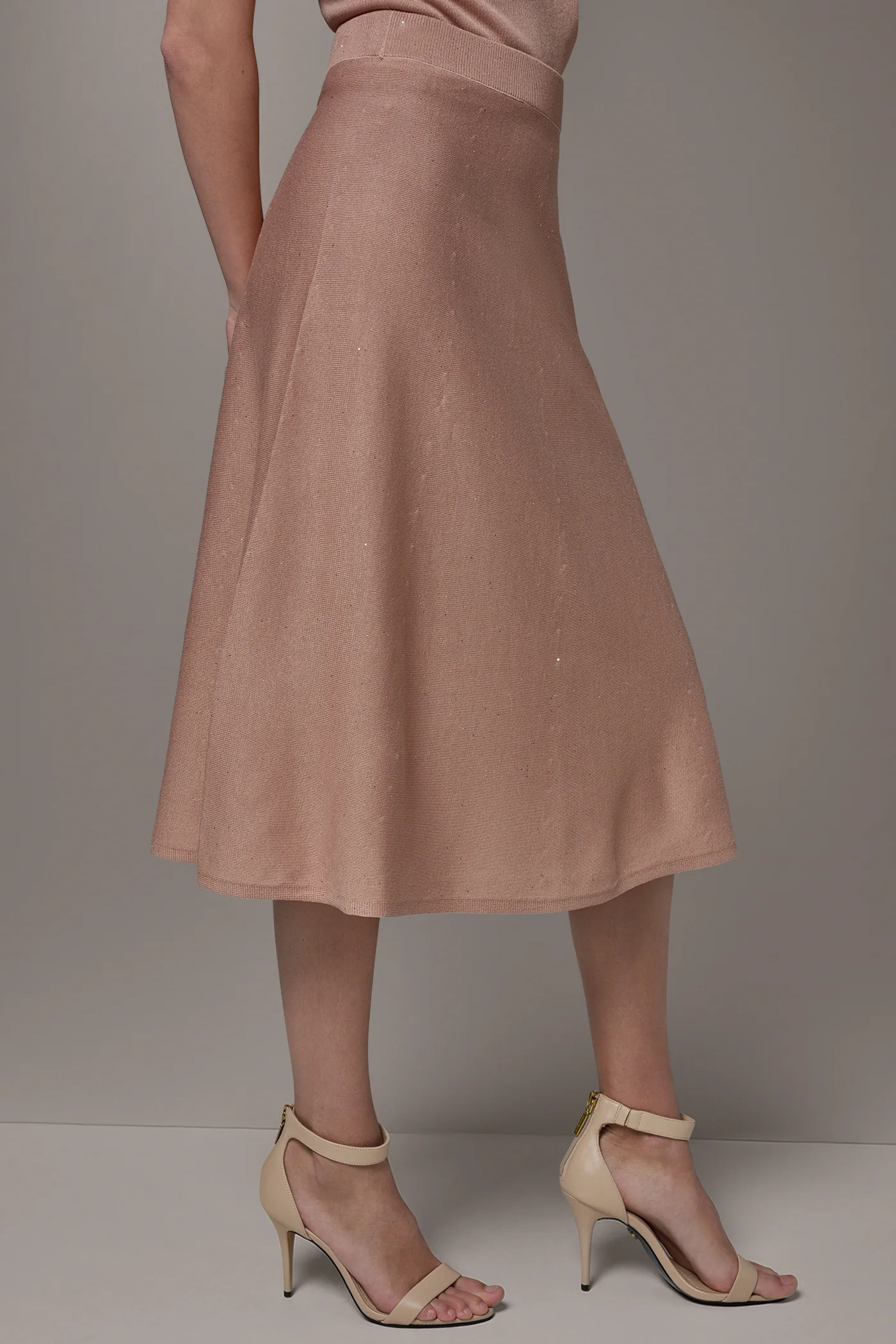 SEQUIN MIDI A-LINE SWEATER SKIRT - VXVOV