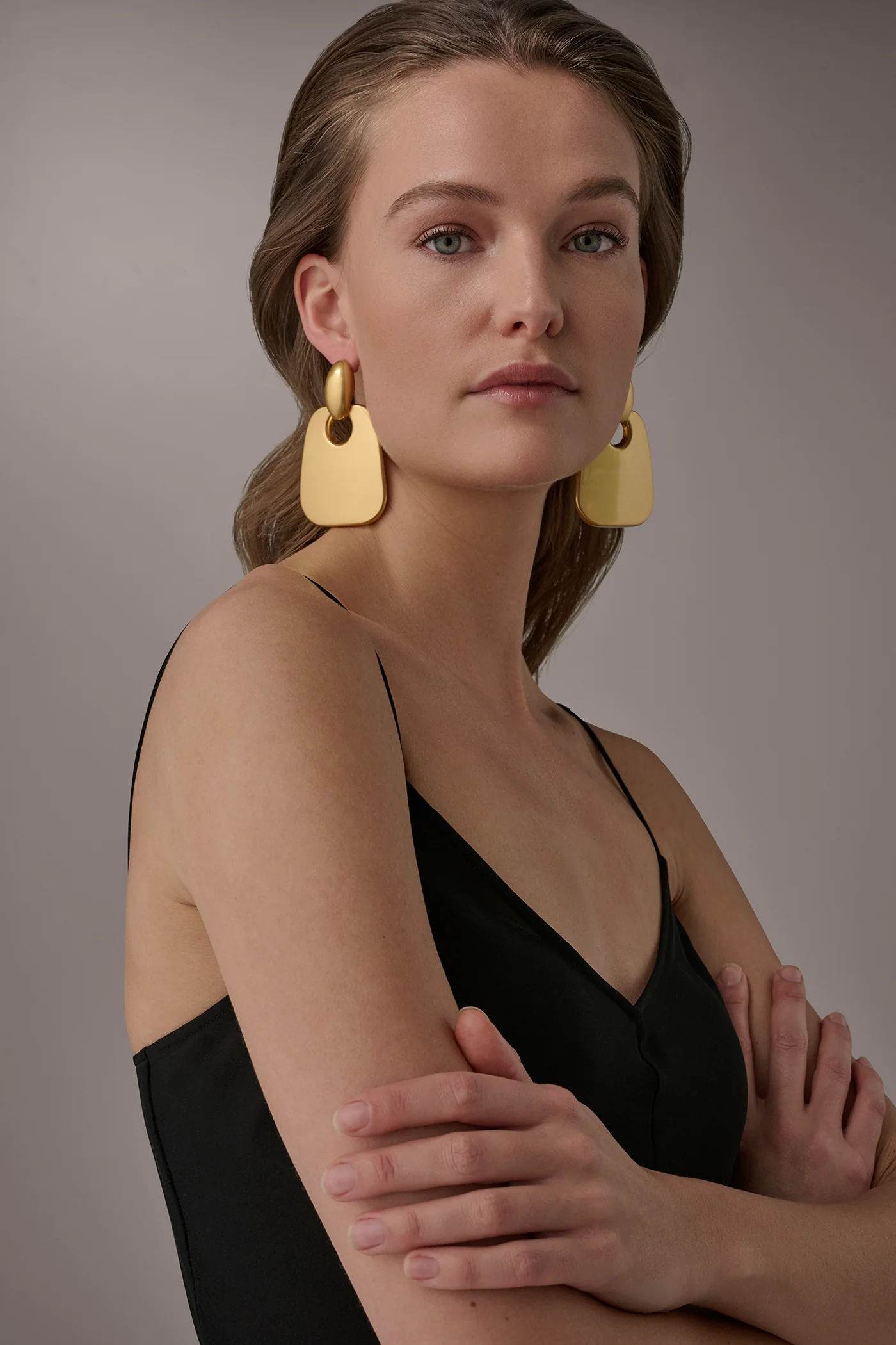 OVERSIZED DOOR KNOCKER WORN GOLD EARRING - VXVOV
