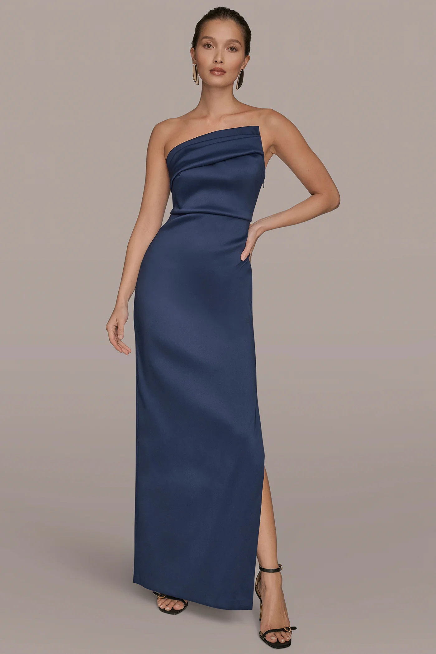 MIKADO STRAPLESS HIGH-SPLIT GOWN - VXVOV