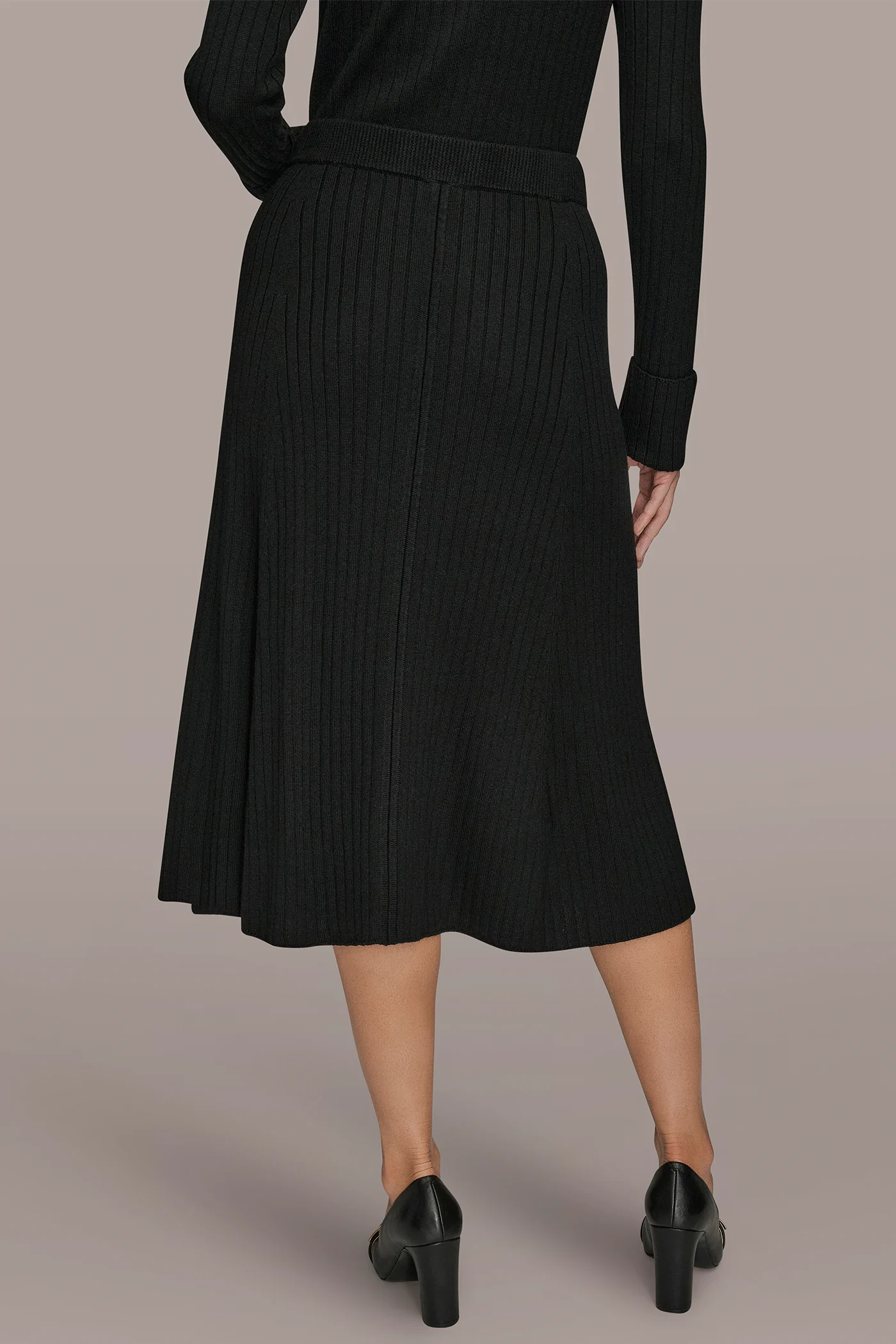RIBBED SWEATER MIDI A-LINE SKIRT - VXVOV