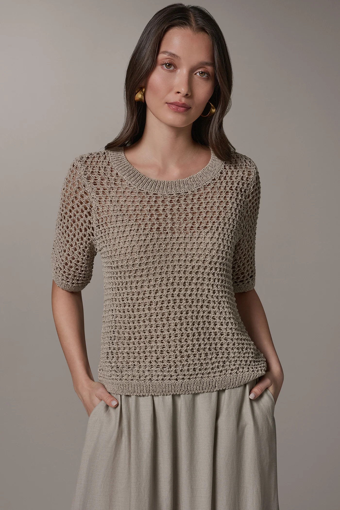 CREW NECK SHORT SLEEVE SWEATER - VXVOV
