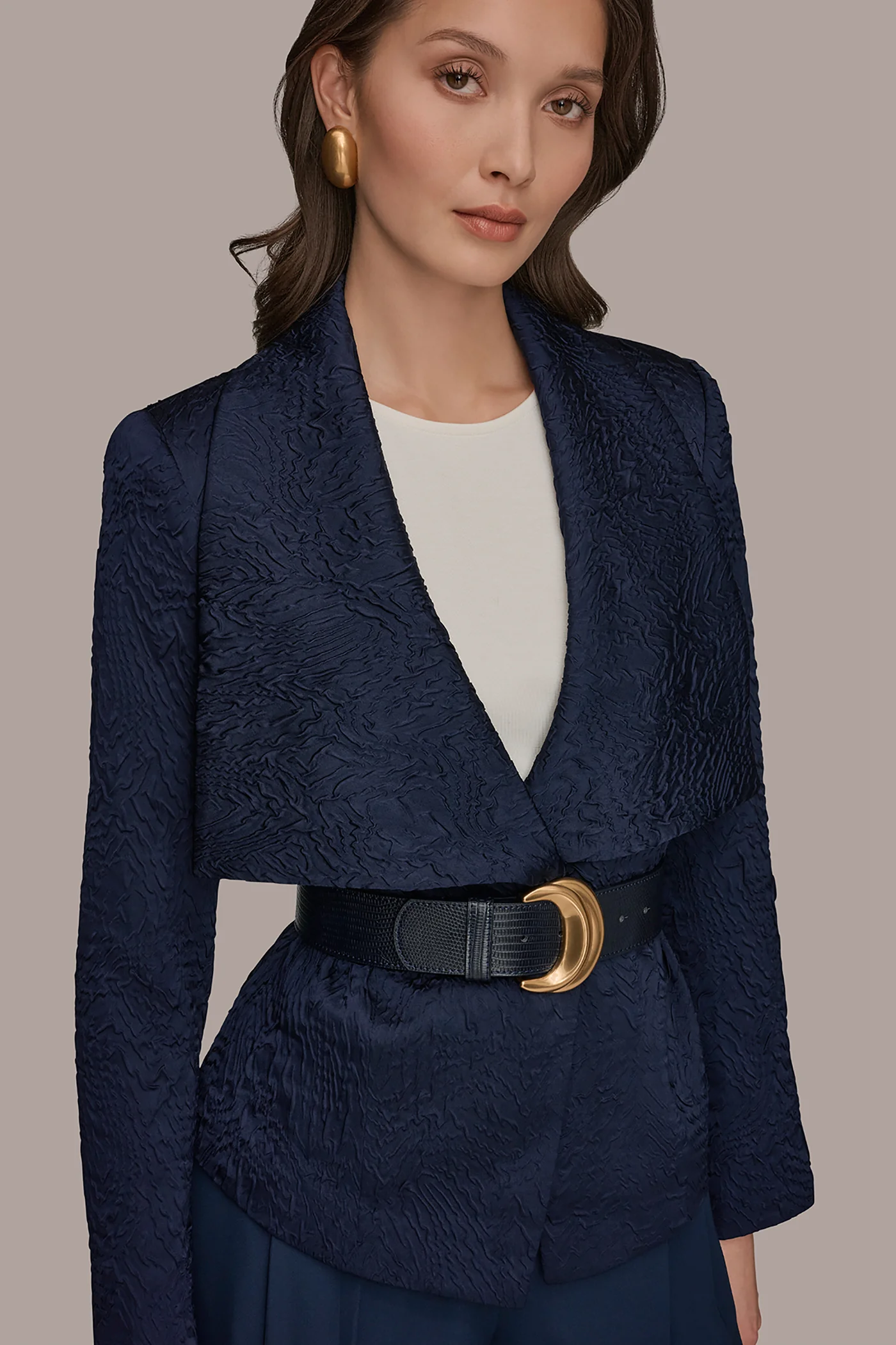 CRINKLE JACQUARD CROPPED BLAZER - VXVOV