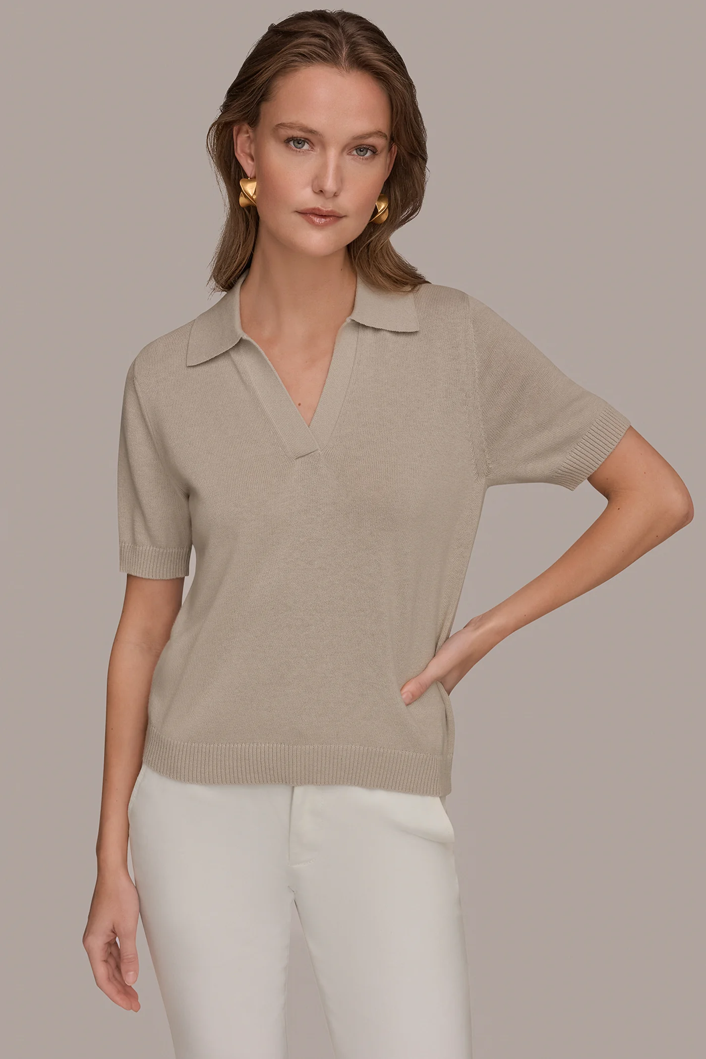 COTTON AND CASHMERE POLO SWEATER - VXVOV
