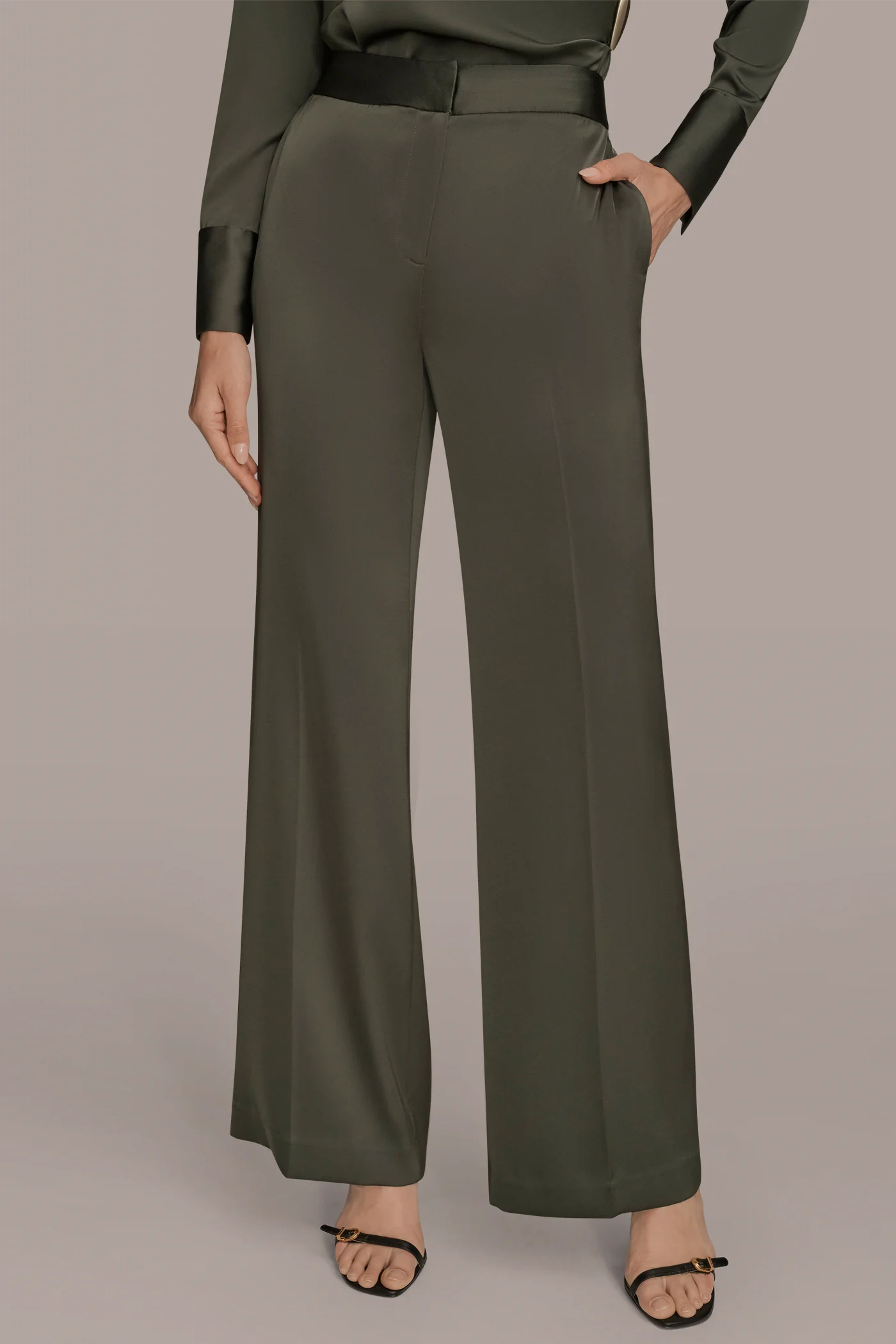 HIGH RISE CHARMEUSE WIDE LEG SUIT PANT - VXVOV