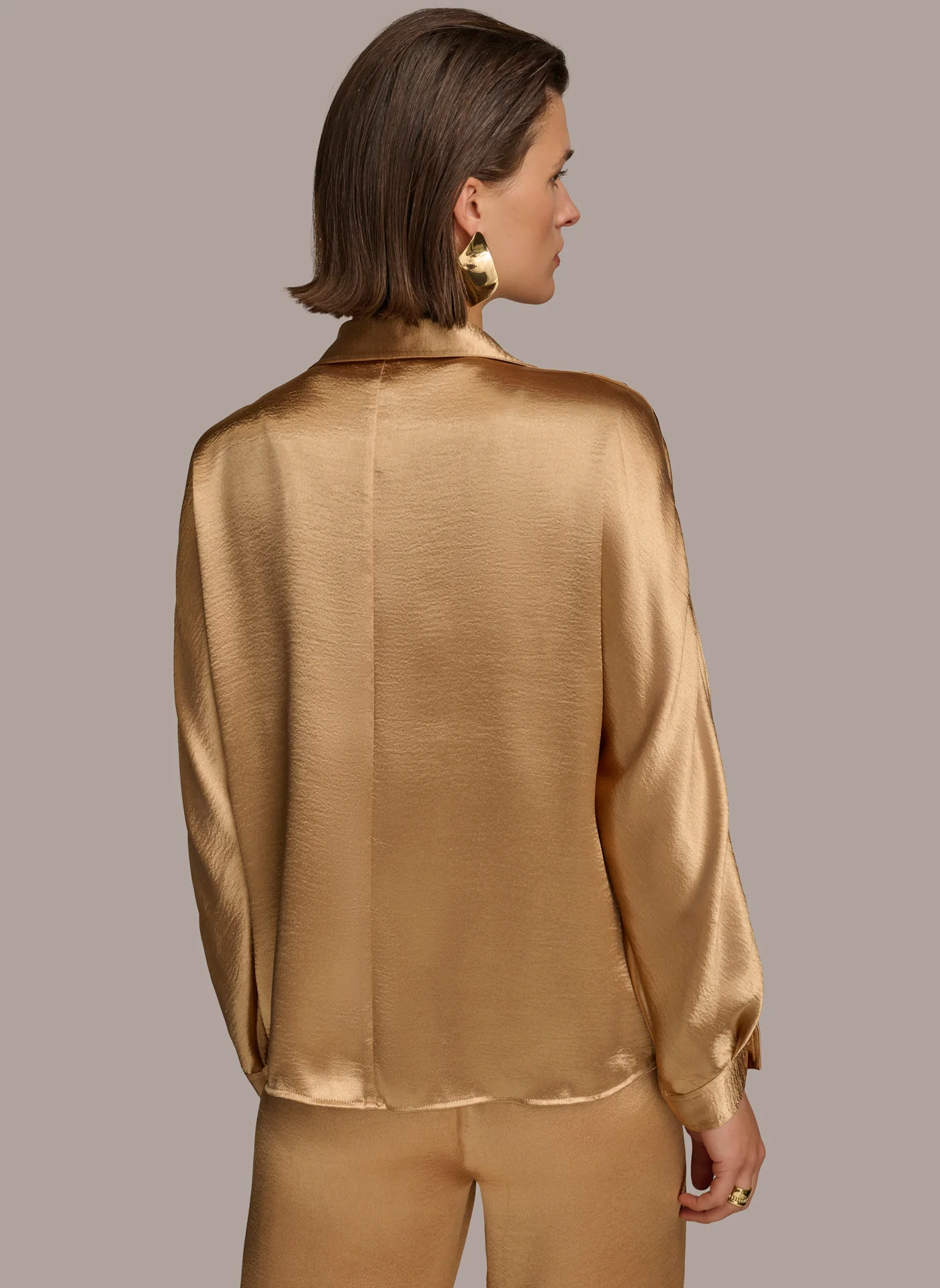 COLD SHOULDER COLLARED BUTTON DOWN - VXVOV