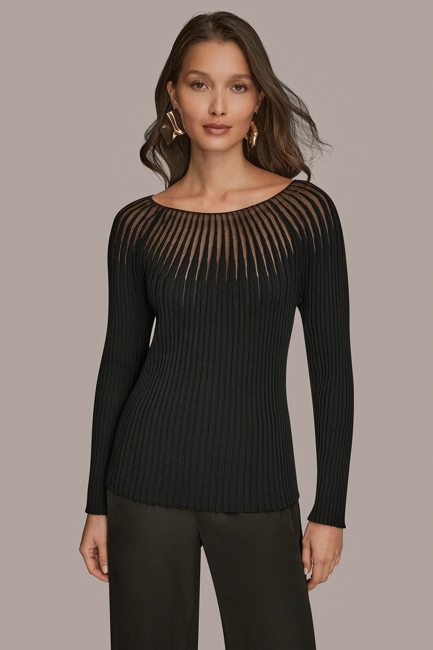 SHEER RIBBED SWEATER - VXVOV
