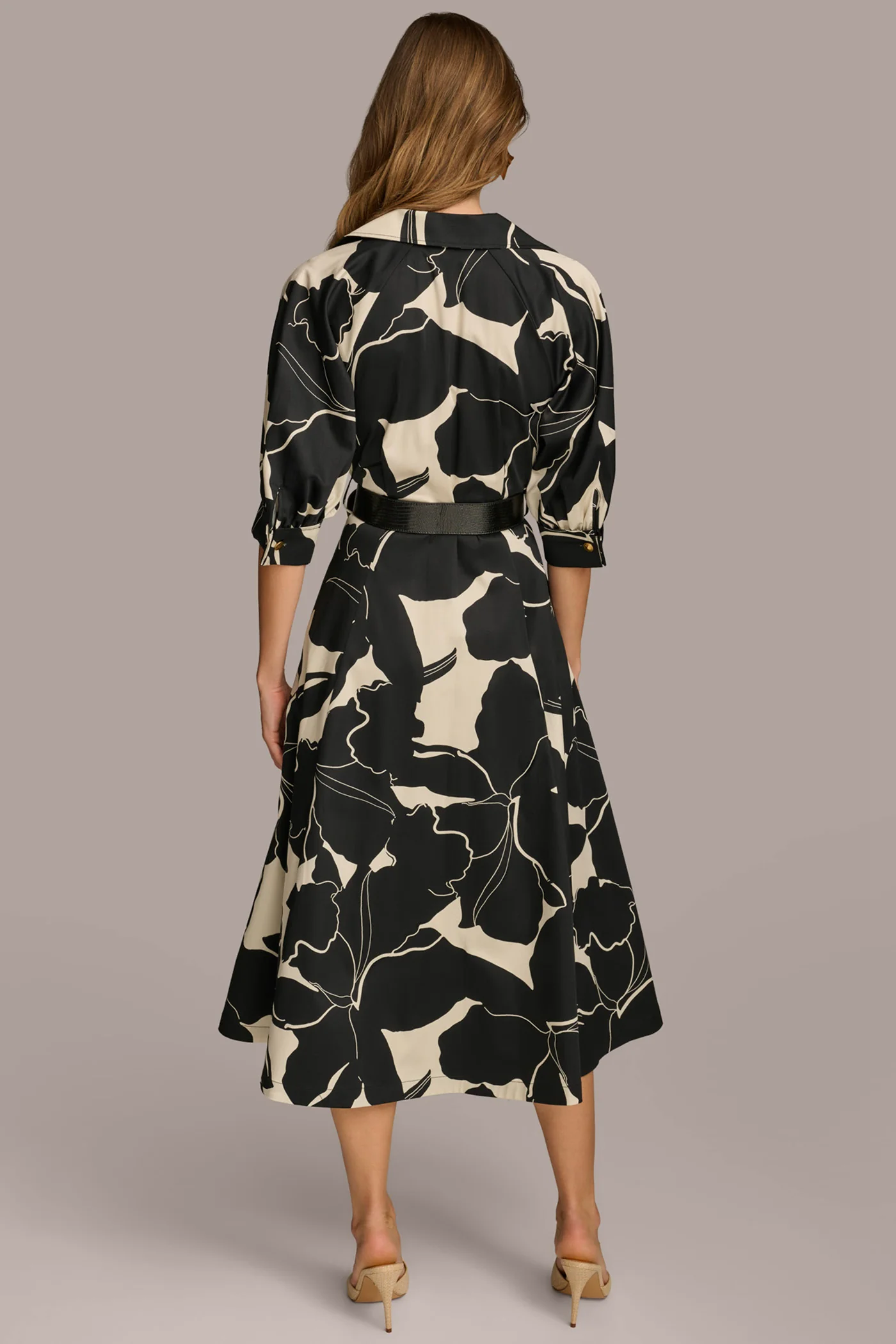 COTTON-SATEEN FLORAL MIDI SHIRT DRESS - VXVOV