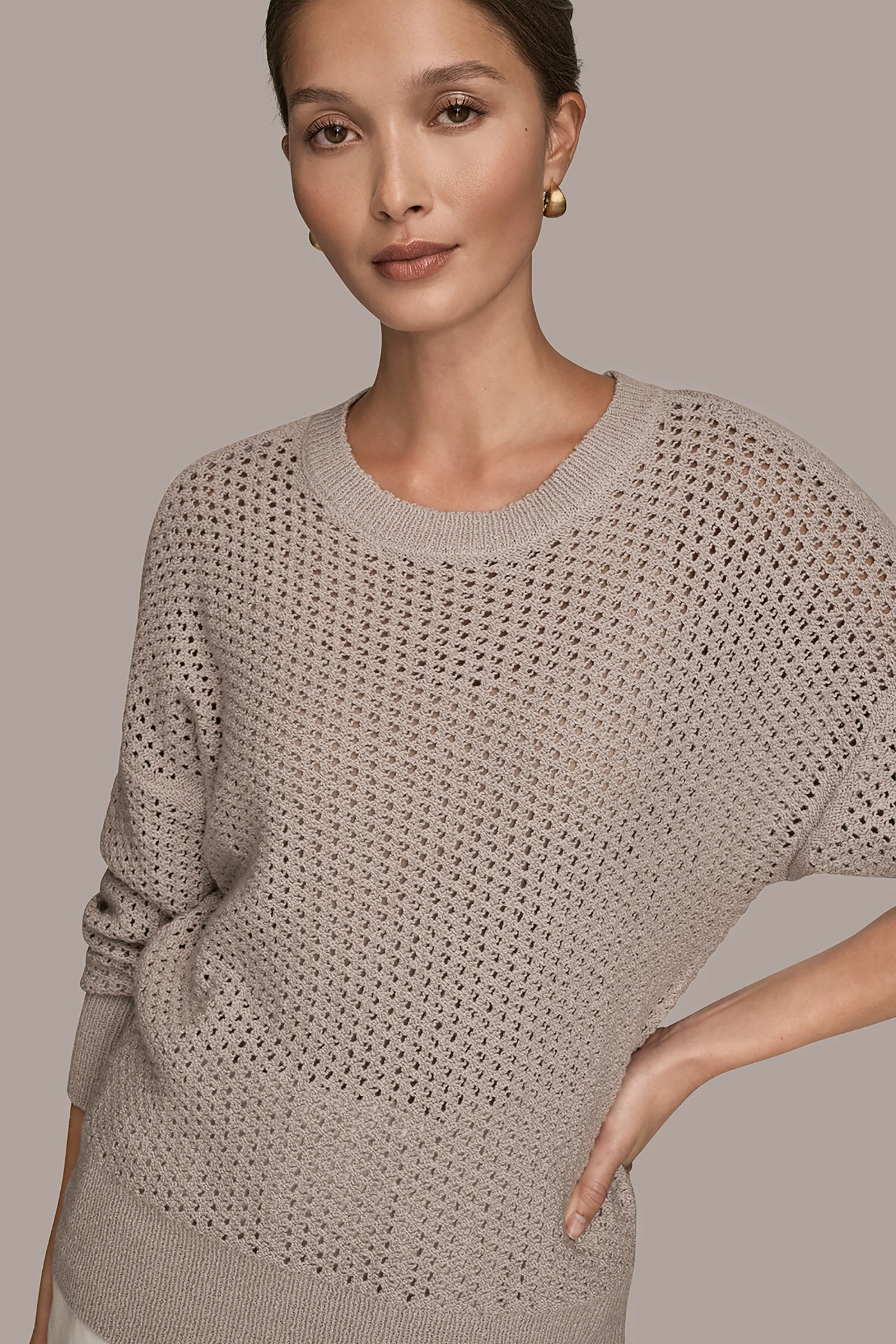 LONG SLEEVE OPEN STITCH SWEATER - VXVOV