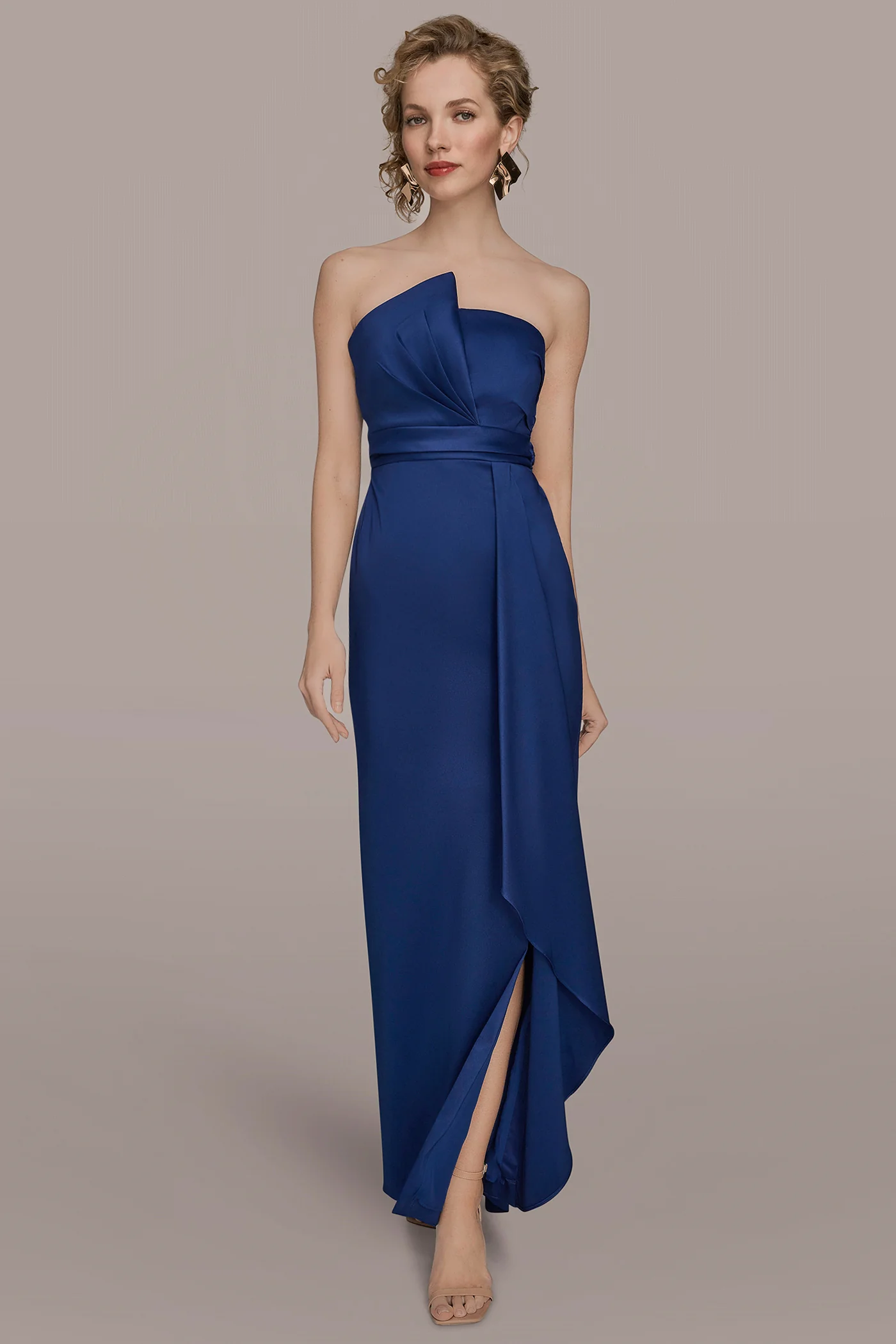 MIKADO STRAPLESS RUFFLE GOWN - VXVOV