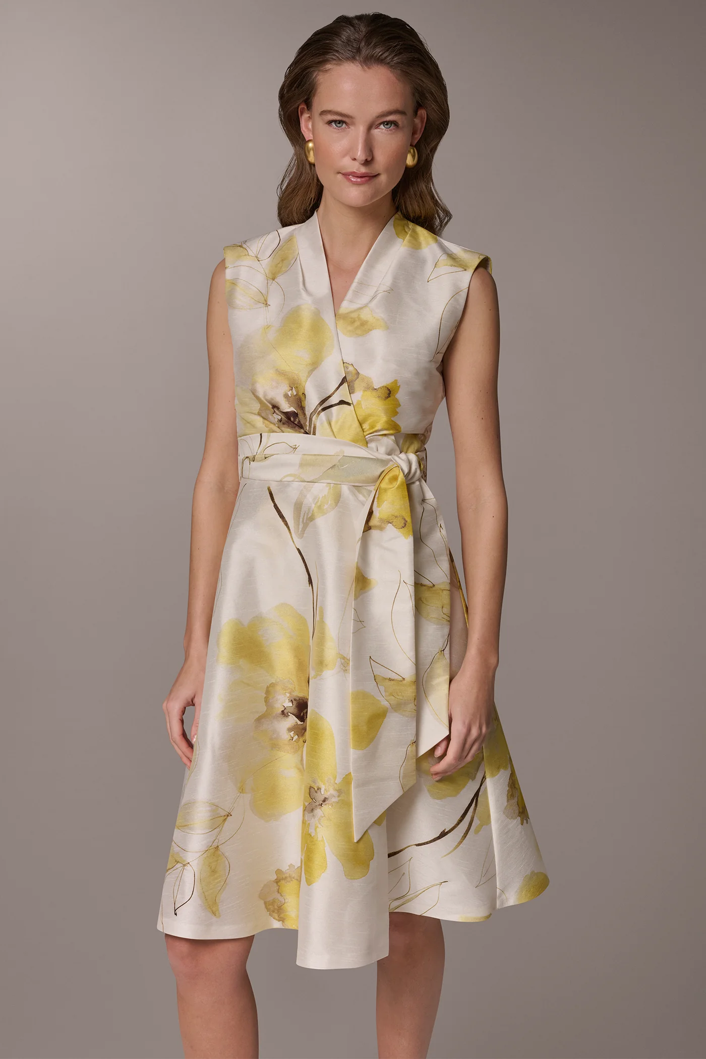 FLORAL JACQUARD WRAP-EFFECT MIDI DRESS - VXVOV