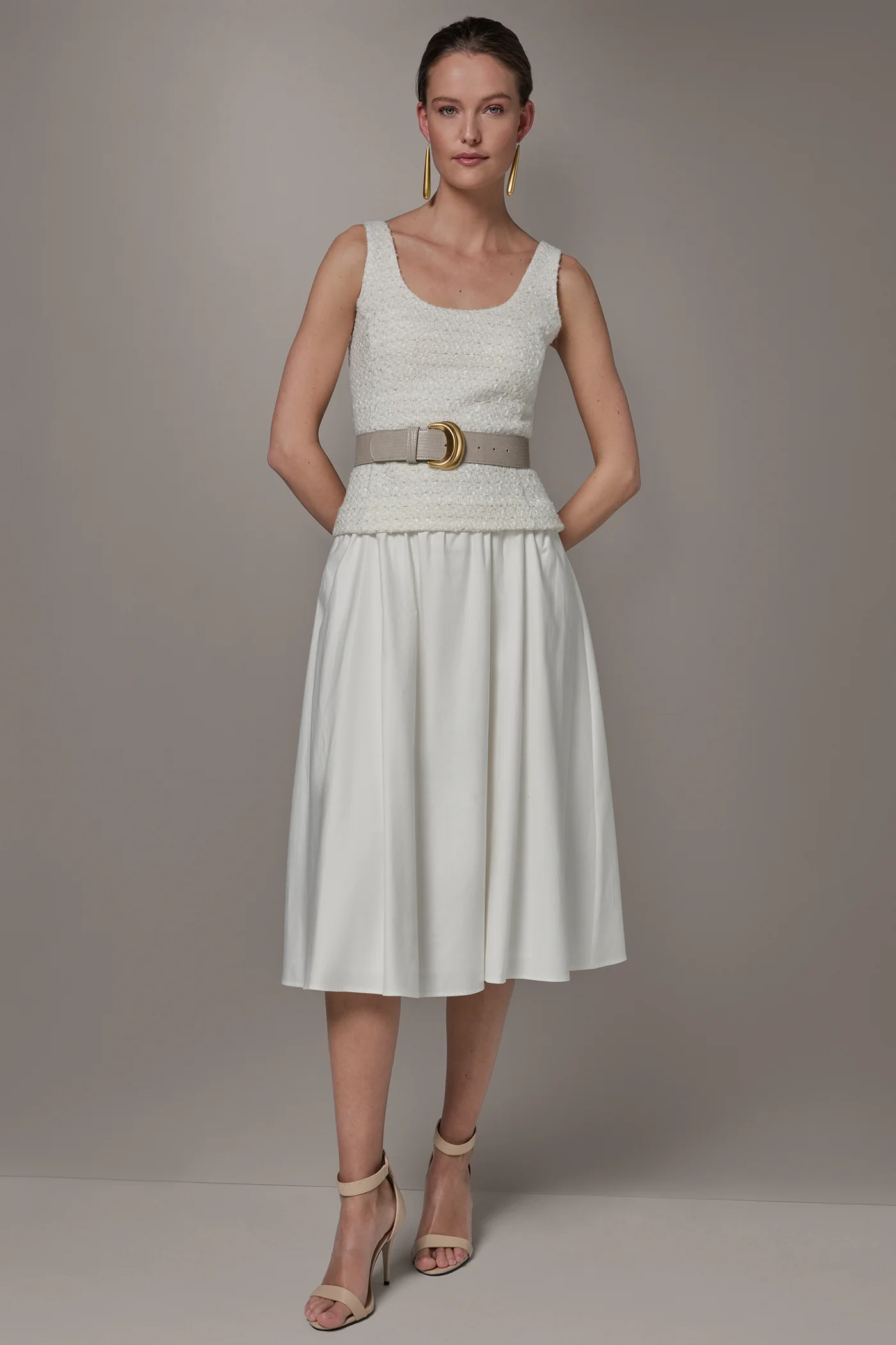 TWEED MIXED MEDIA MIDI TANK DRESS - VXVOV