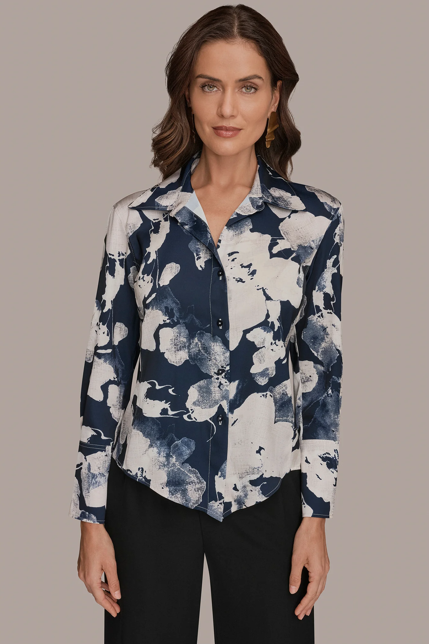 FLORAL PRINT HIGH-LOW BLOUSE - VXVOV