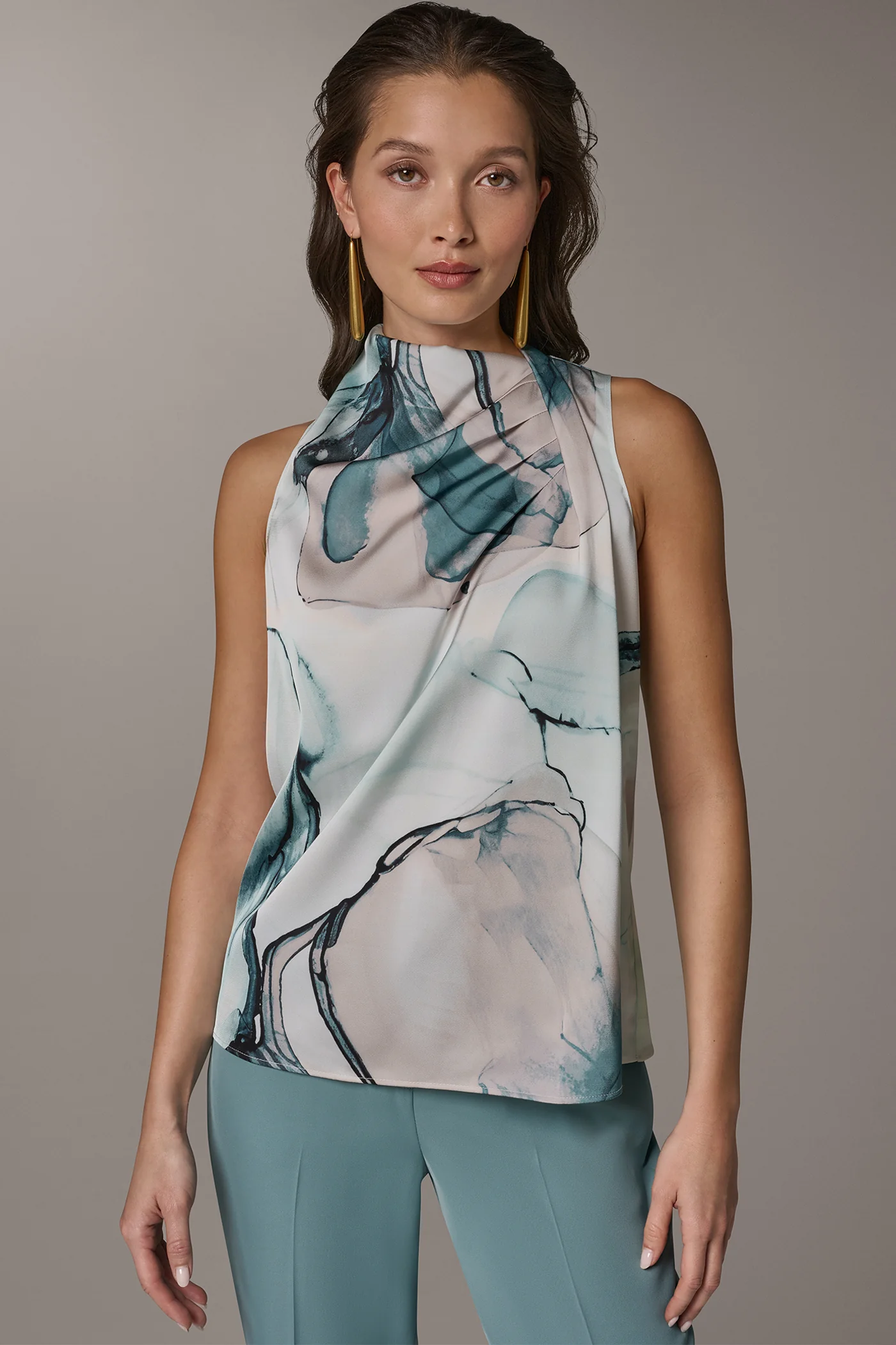 STRIPED DRAPE TWIST SHOULDER BLOUSE - VXVOV