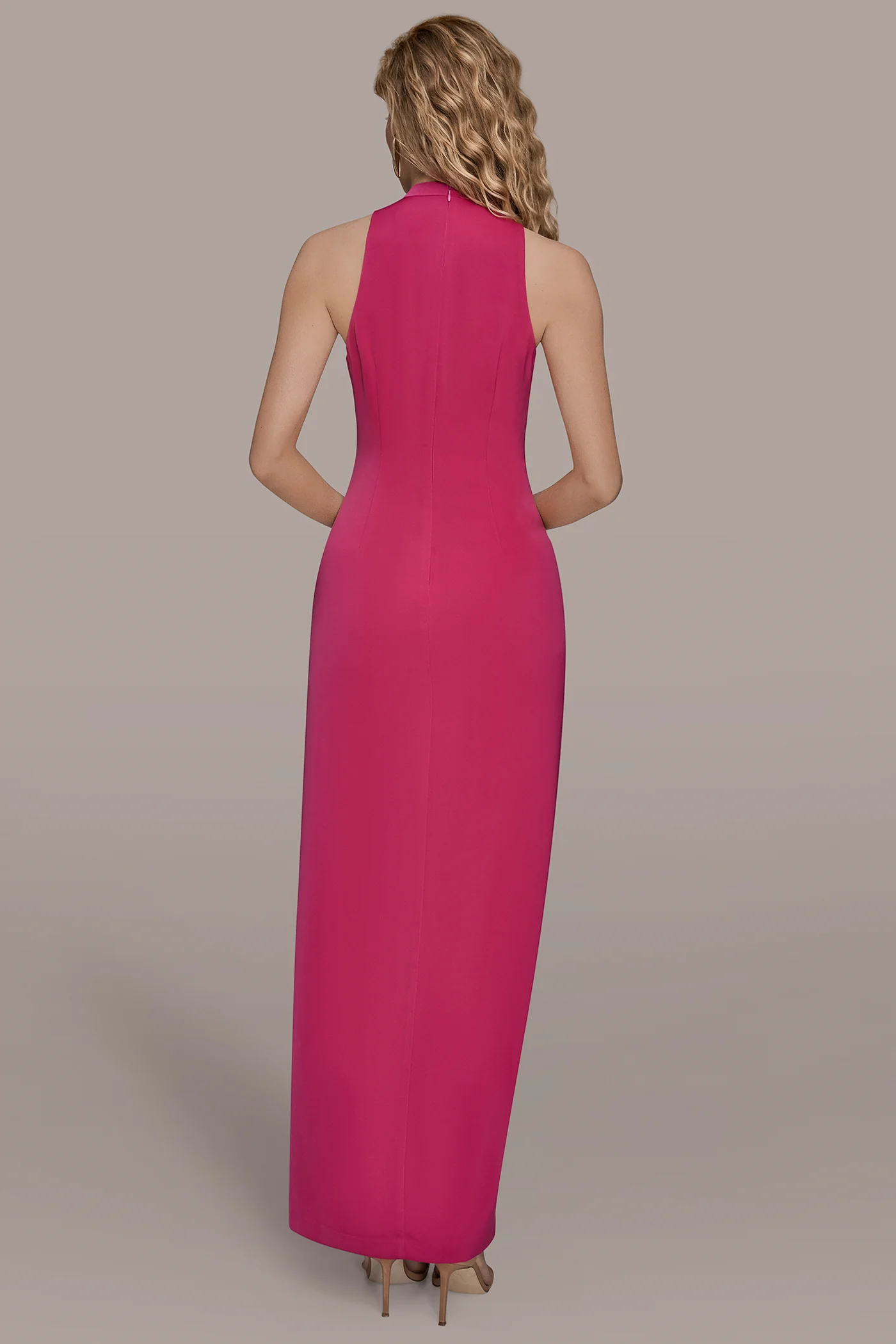 SLEEVELESS V-NECK TWIST SPLIT-FRONT GOWN - VXVOV