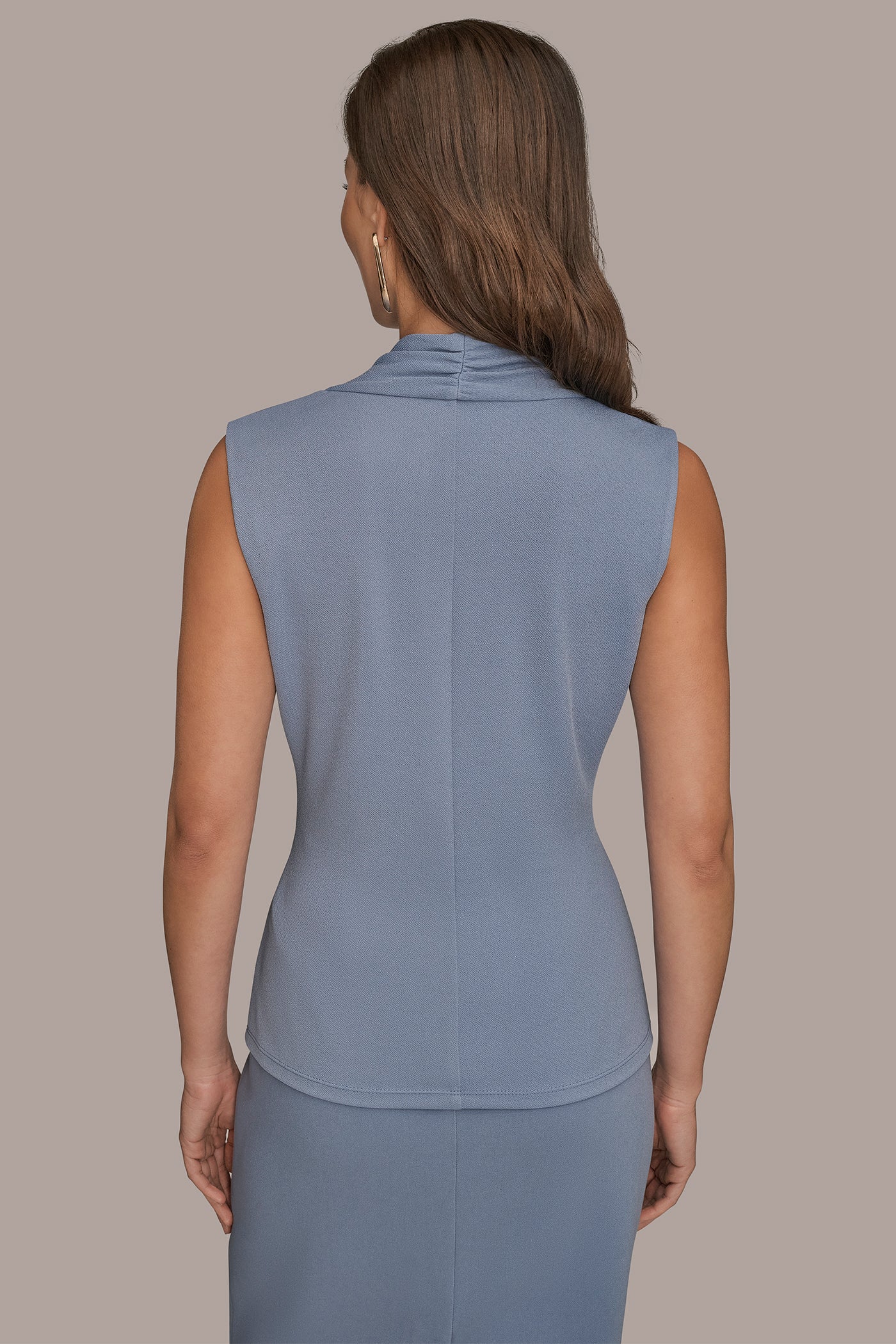FAUX WRAP V-NECK BLOUSE WITH BAR DETAIL - VXVOV