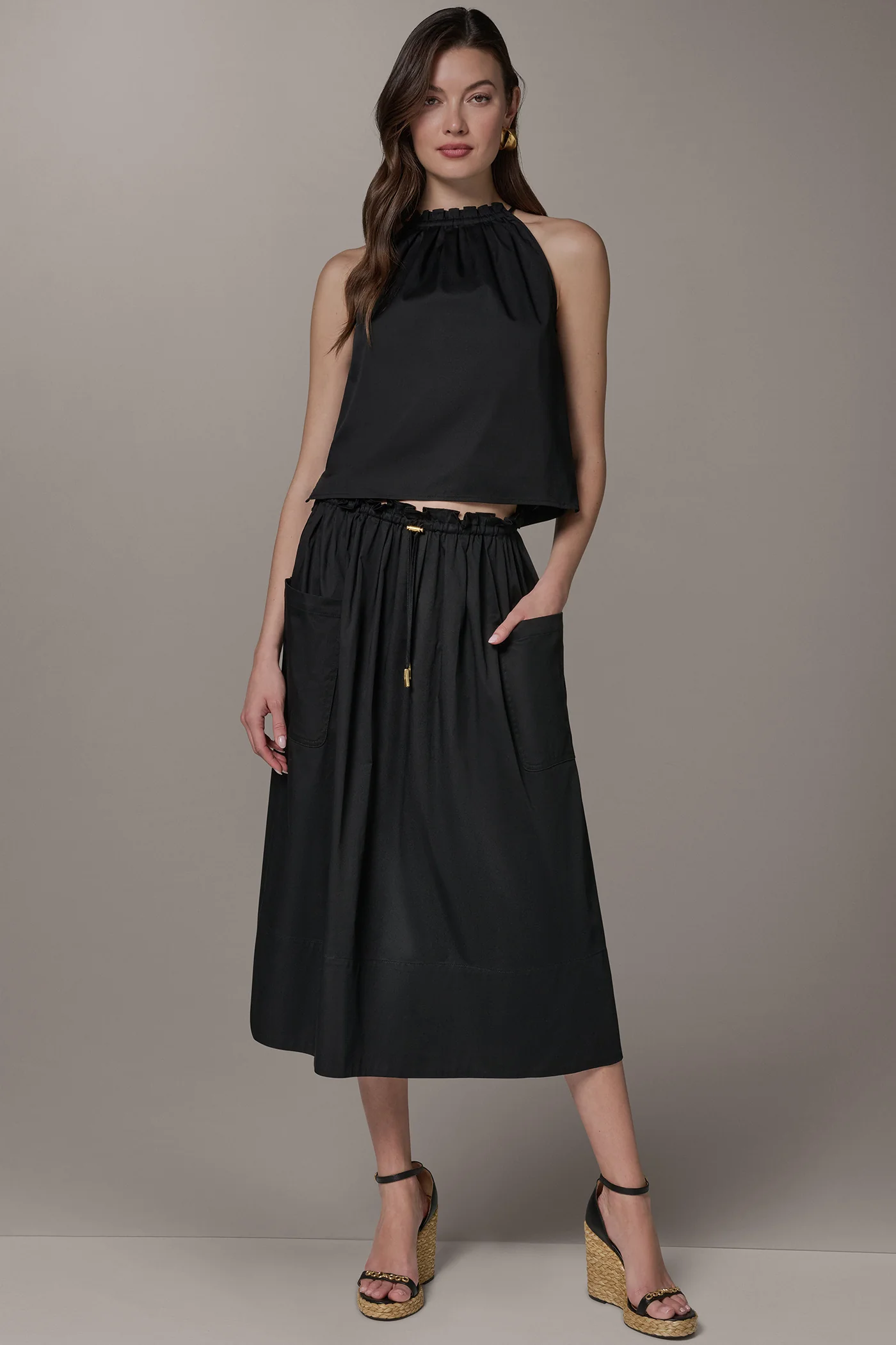 TWO-PIECE HALTER TOP AND MIDI SKIRT - VXVOV