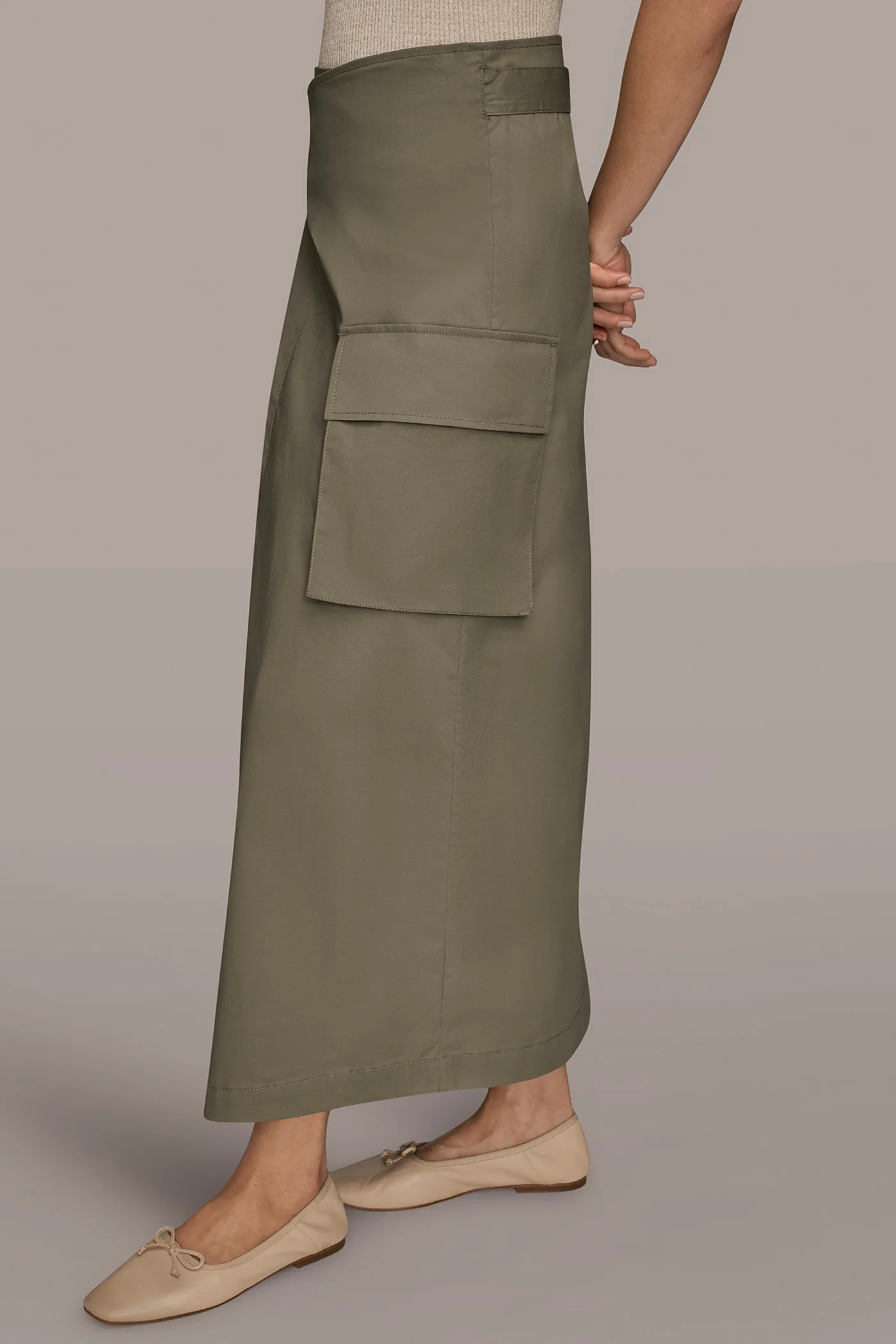 ASYMMETRIC MIDI WRAP CARGO SKIRT - VXVOV