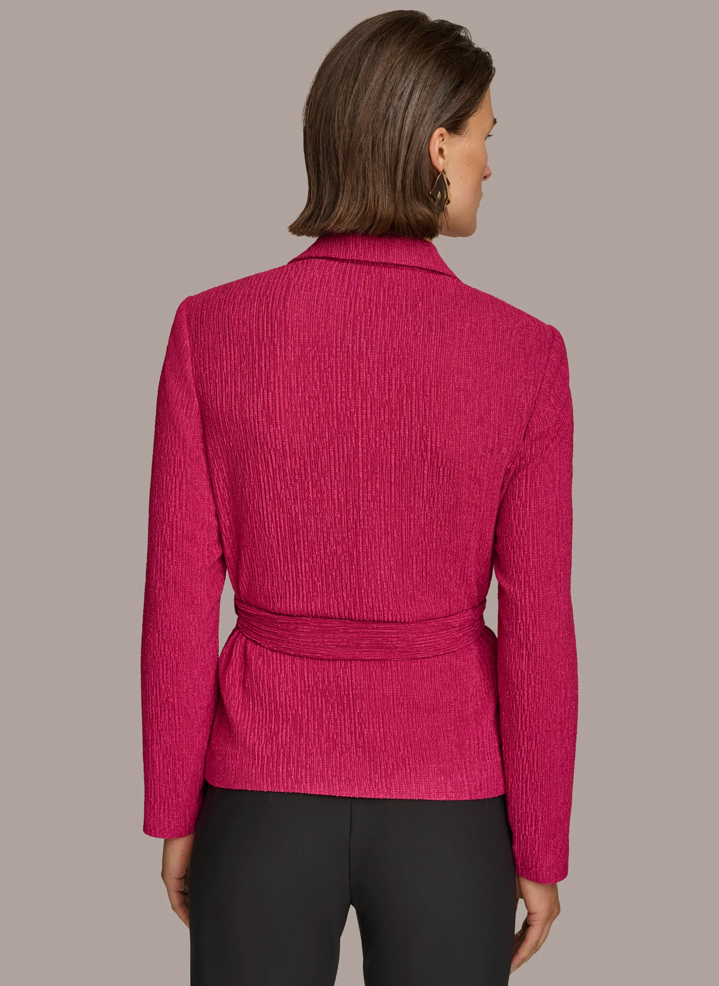 TEXTURE BELTED WRAP JACKET - VXVOV