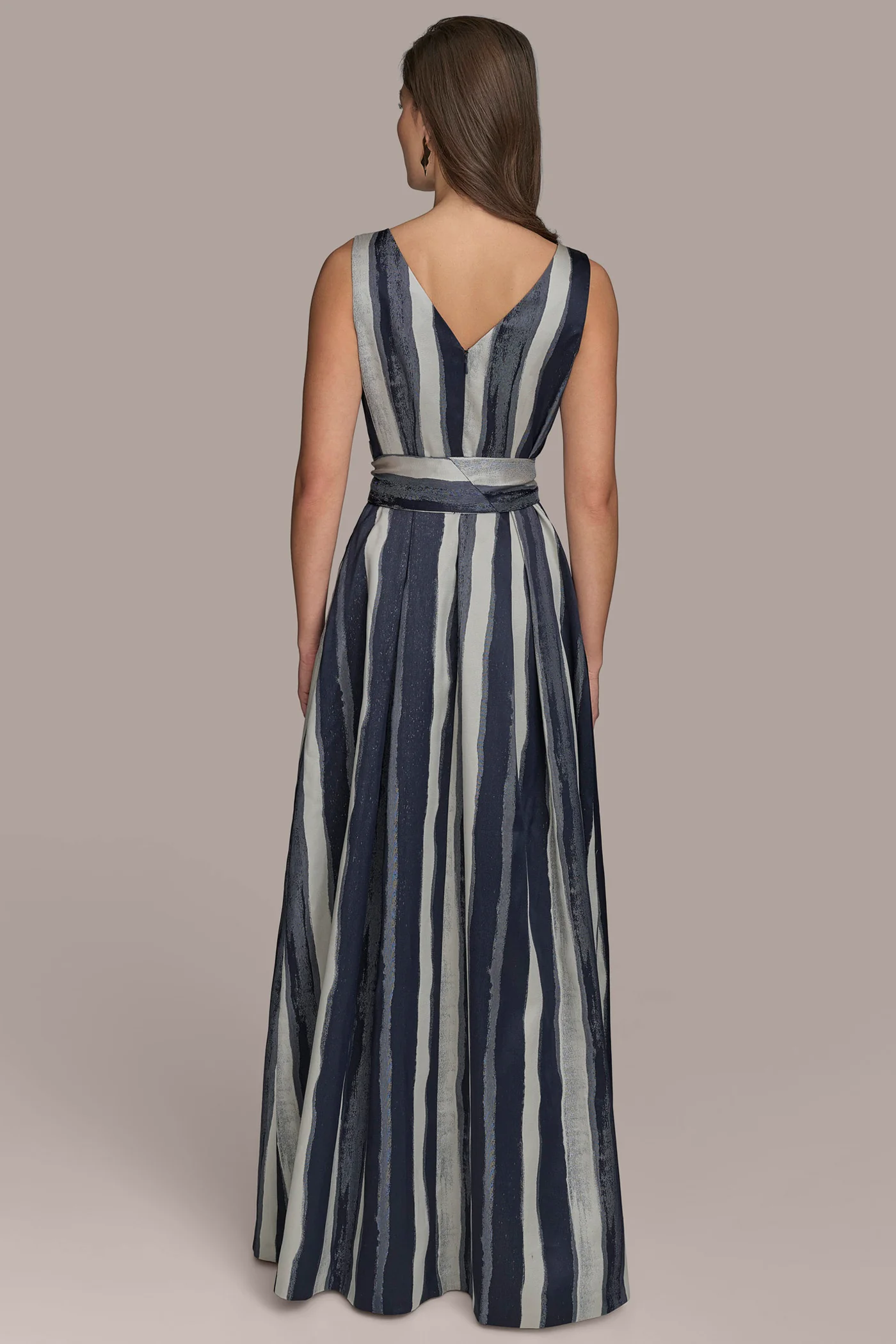 STRIPED BROCADE WRAP BALL GOWN - VXVOV