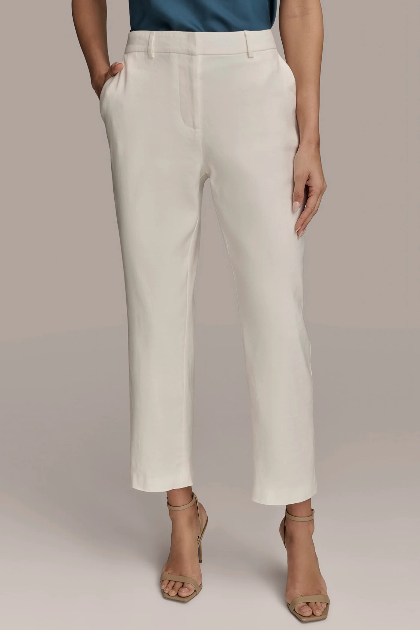 LINEN-BLEND STRAIGHT LEG PANT - VXVOV