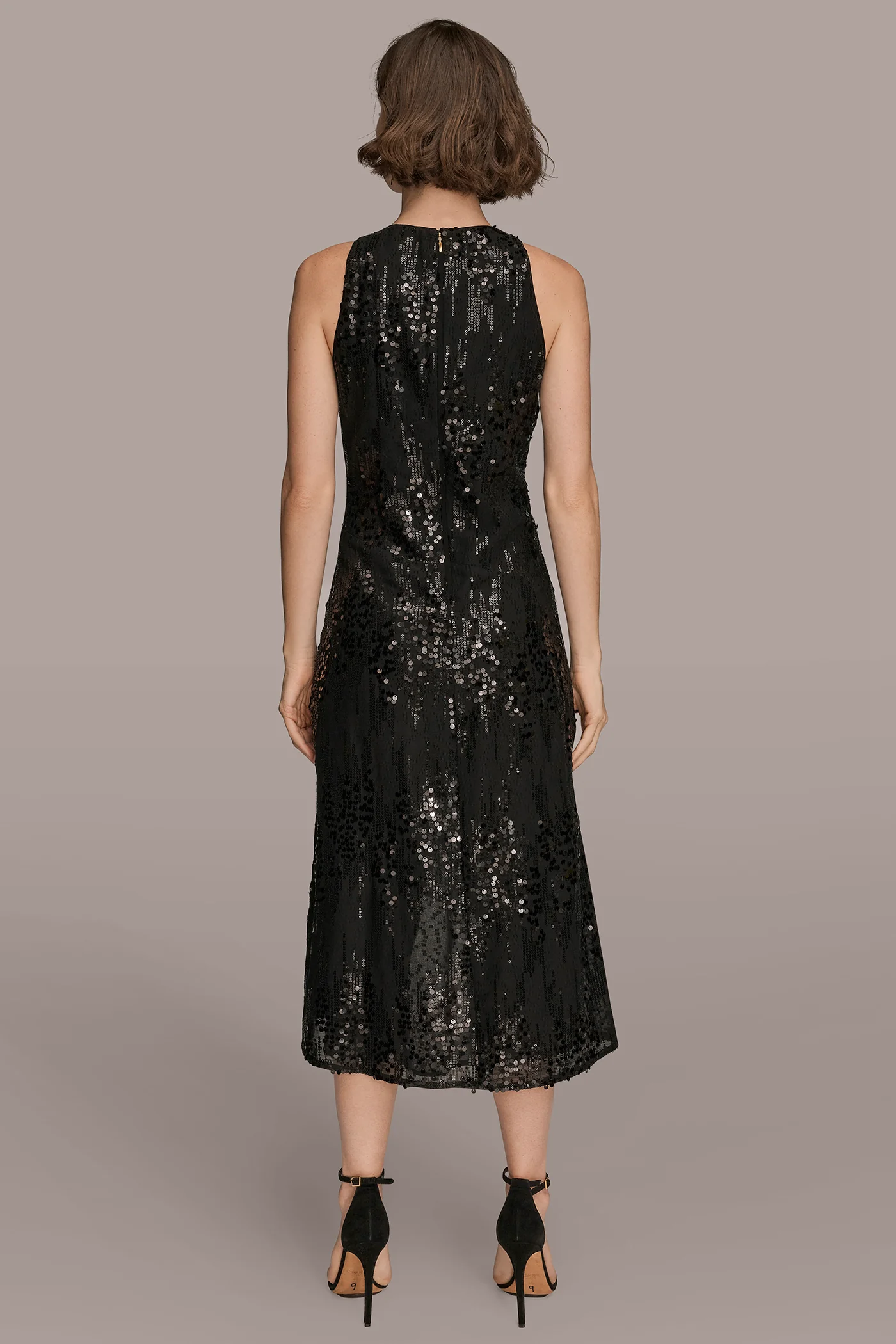 SLEEVELESS SEQUIN MIDI ASYMMETRIC DRESS - VXVOV