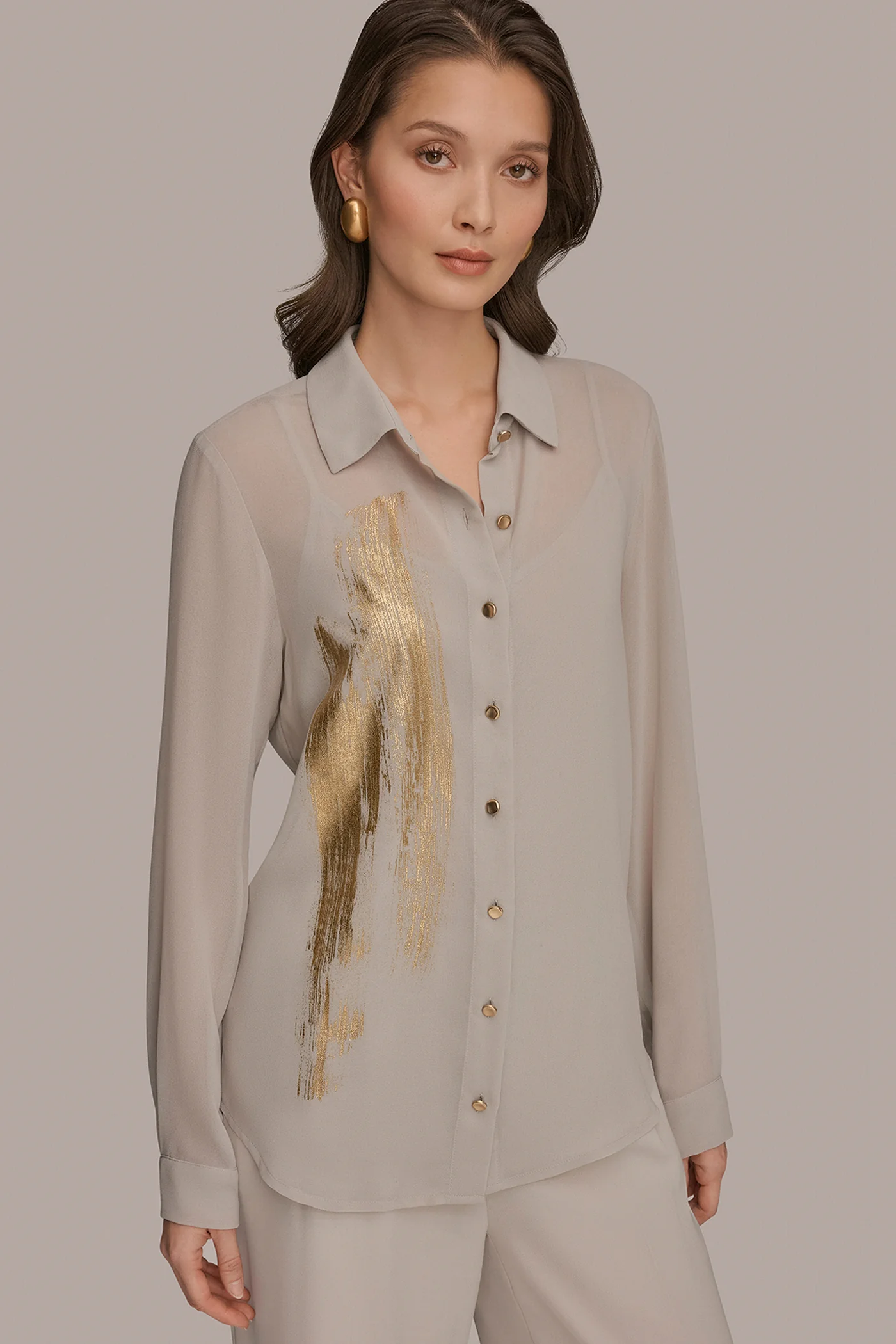 METALLIC BRUSHSTROKE BLOUSE - VXVOV