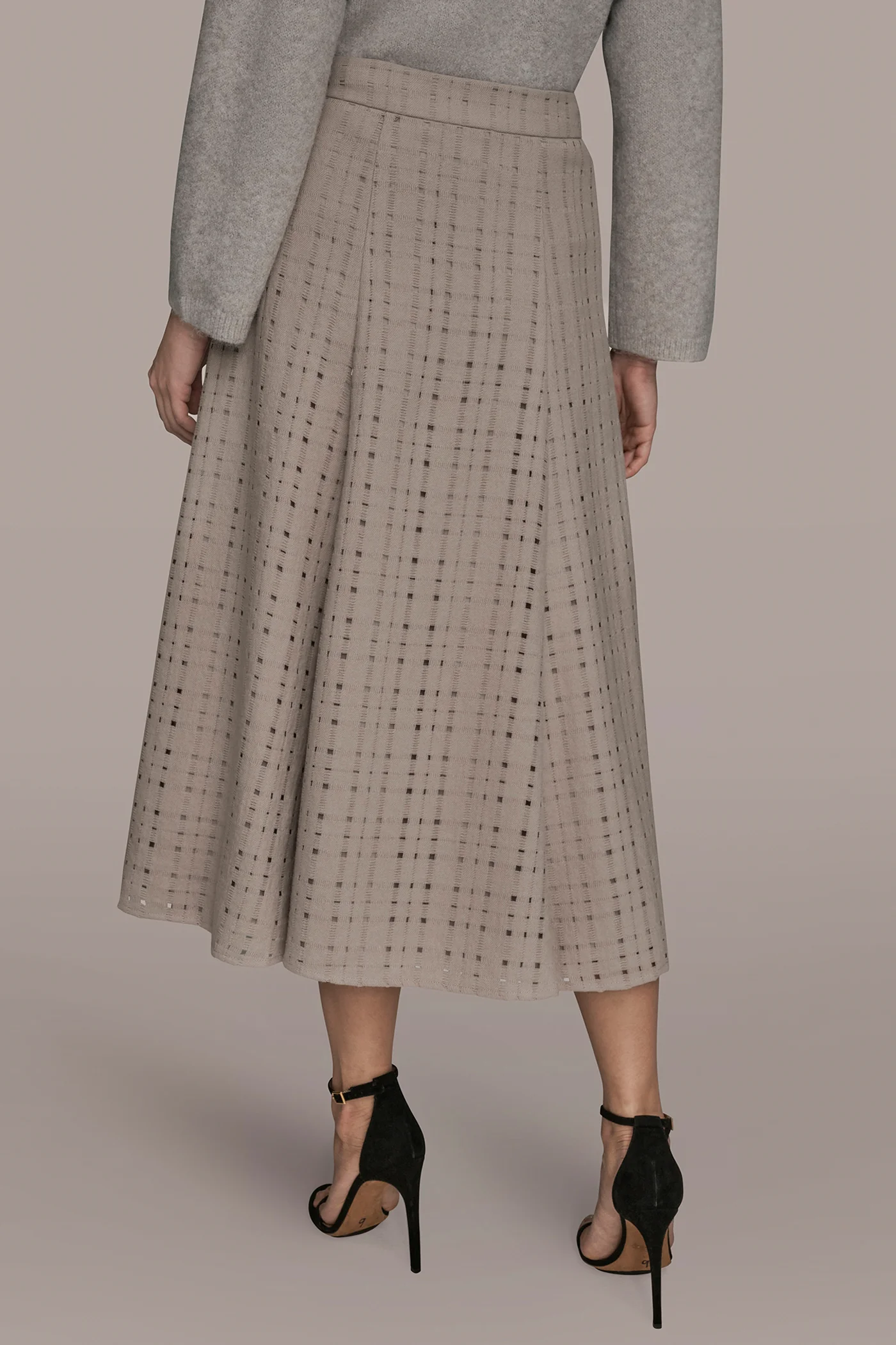 PERFORATED SWEATER MIDI A-LINE SKIRT - VXVOV